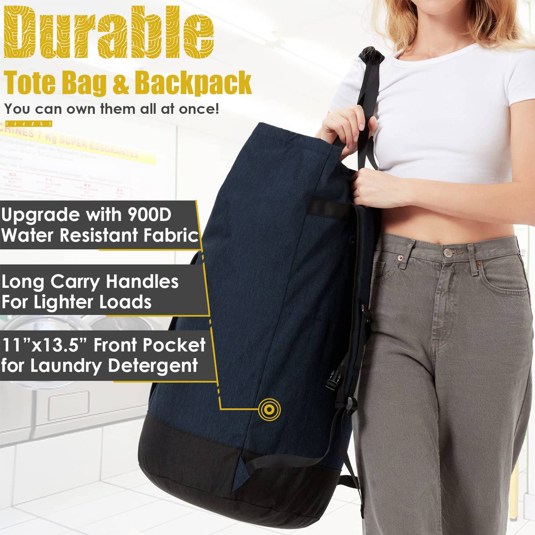 Polyester Heavy Duty Laundry Backpack 3