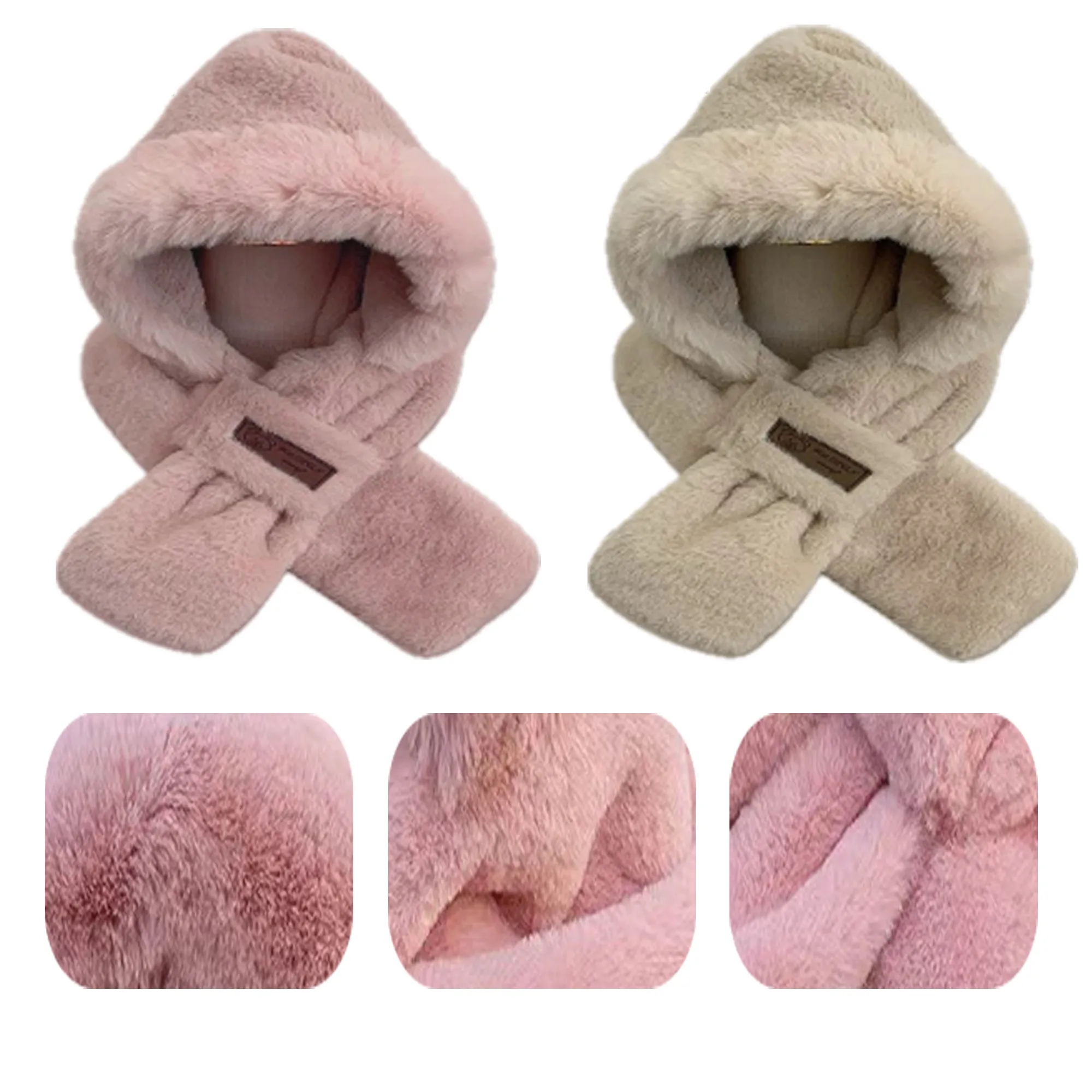 Women 2 In 1 Winter Warm Scarves And Hat 2