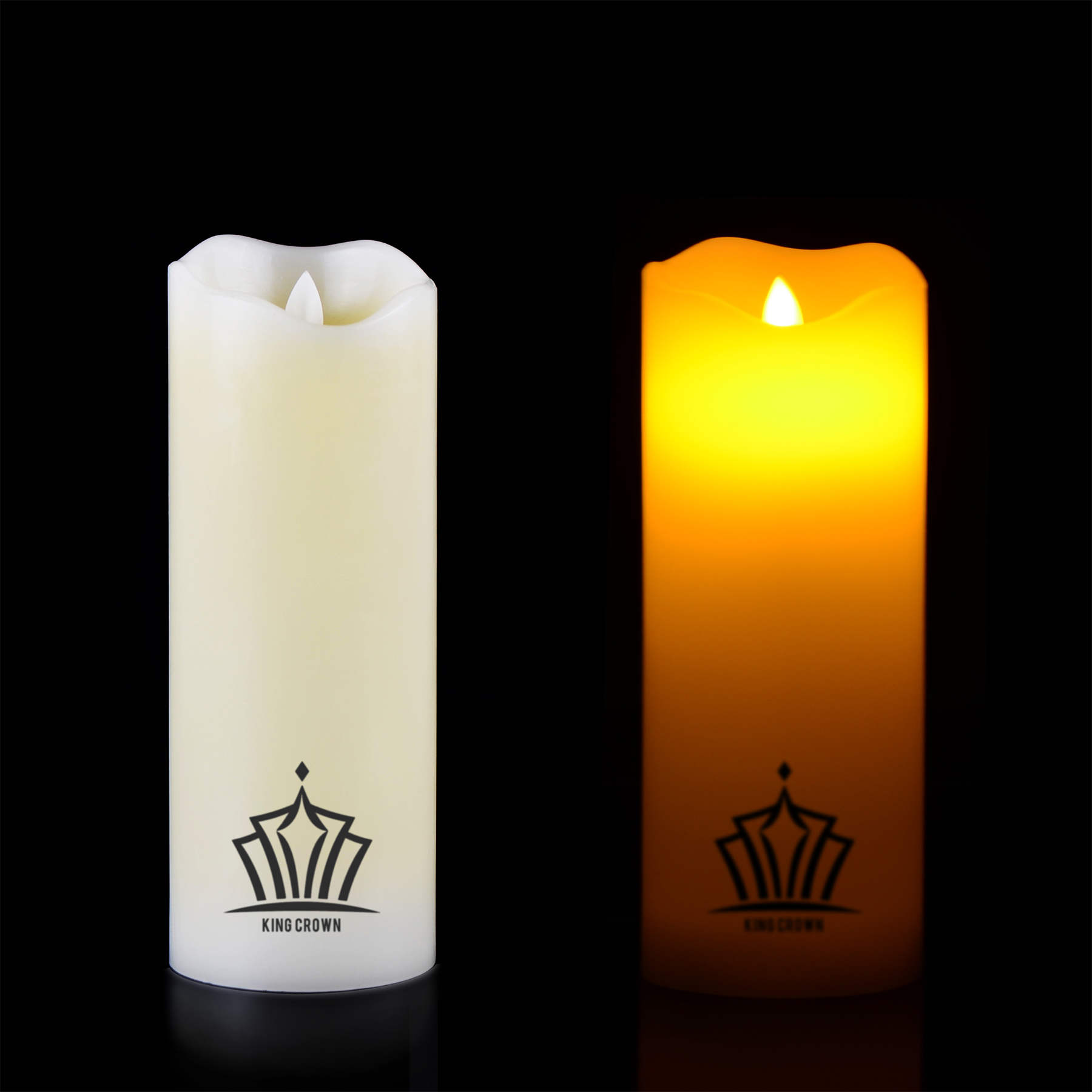 6" x 2" Flameless Pillar Moving Wick Candle Oblique Top 1