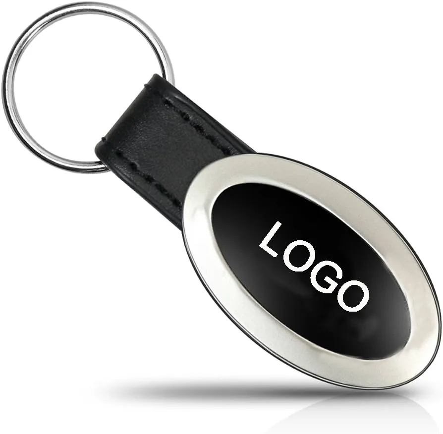Custom Oval Leather & Metal Keychains 3