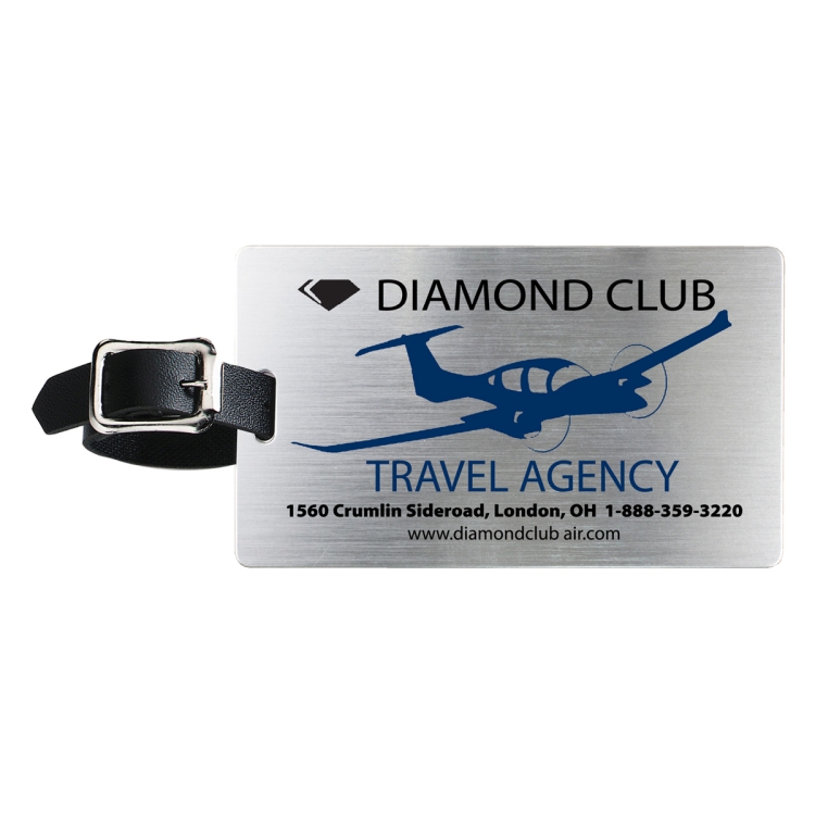 "Mustang" Brushed Aluminum Slip-In Pocket Luggage Bag Tag 4