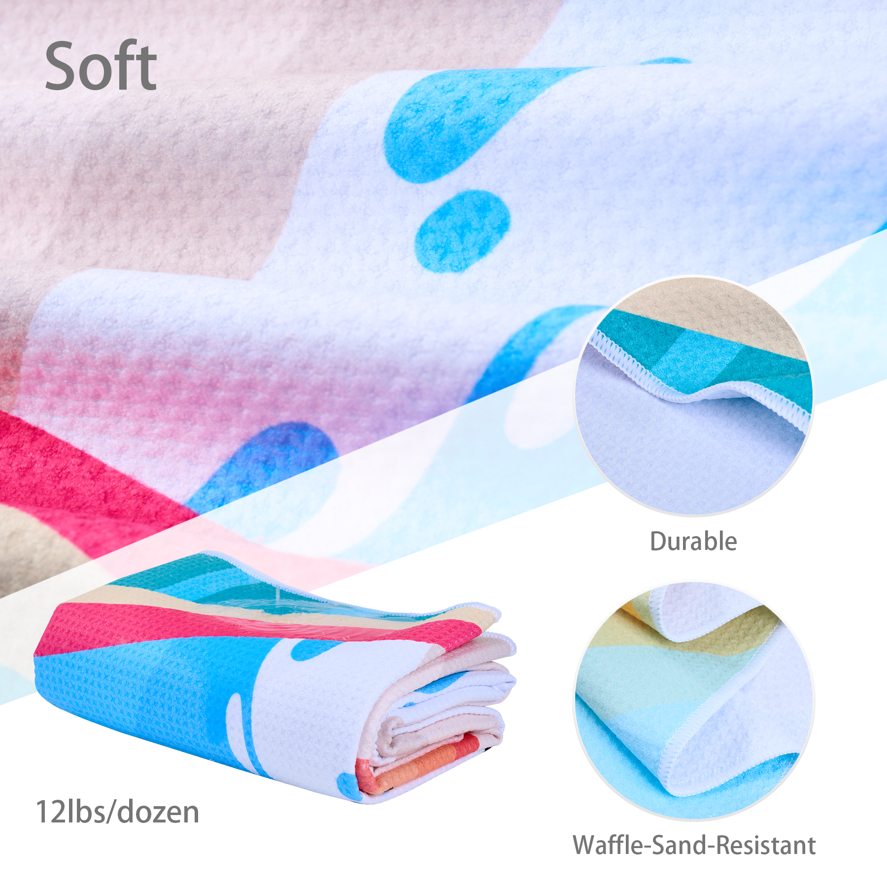 390GSM Sublimated Waffle Beach Towel 4