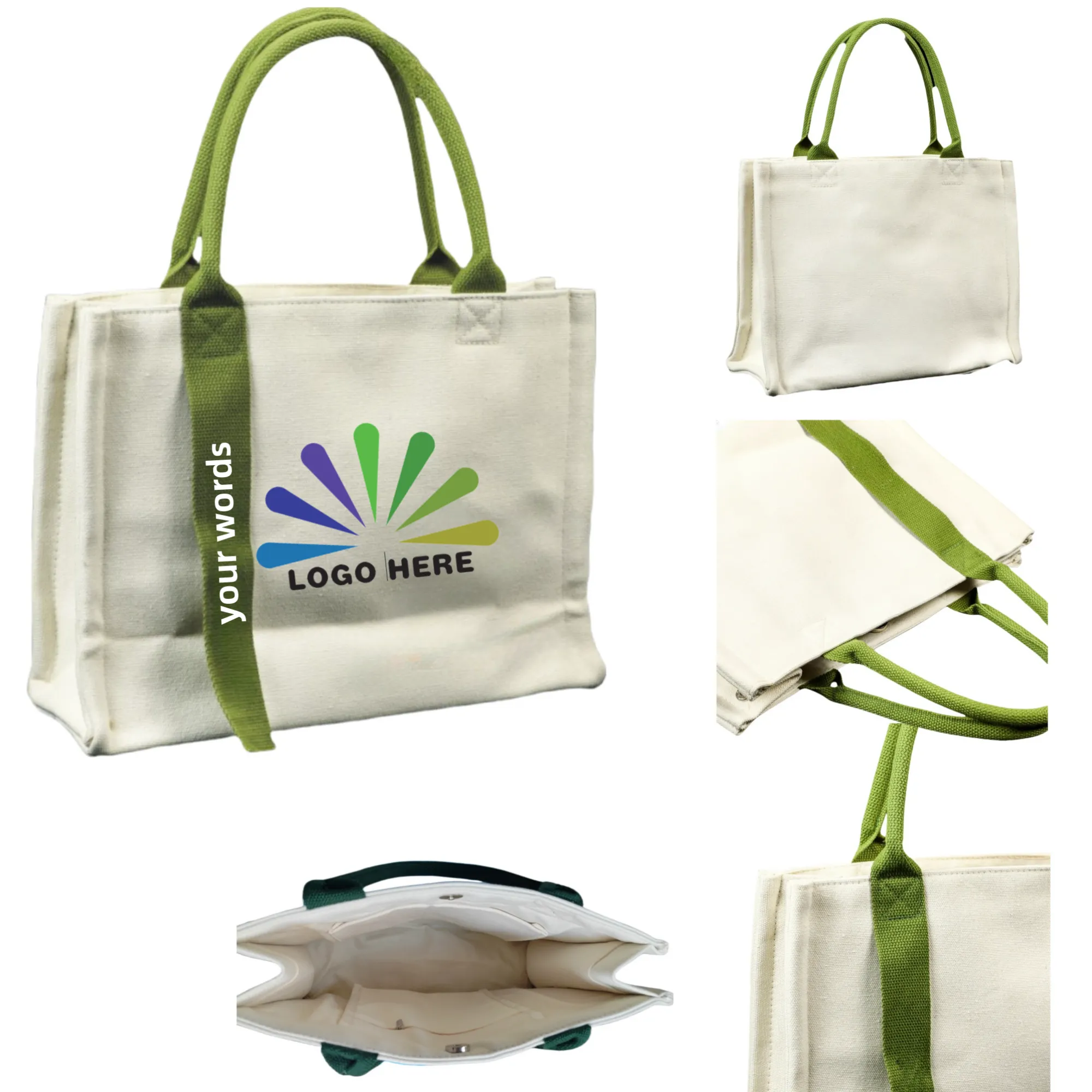 Stylish Three-Layer Canvas Tote Bag with Ribbon 1