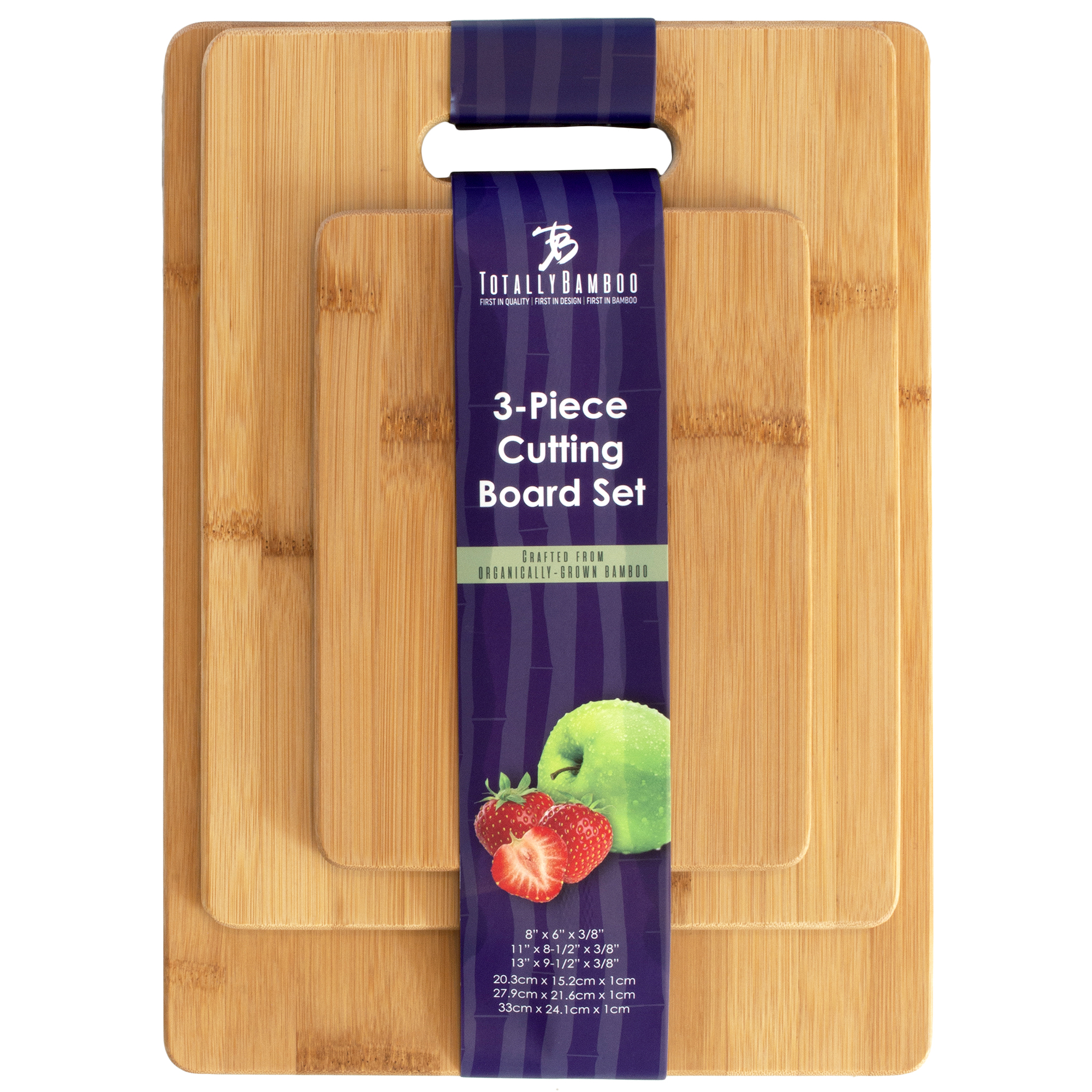 3-Piece Bamboo Cutting Board Set, 13" x 9-1/2", 11" x 8-1/2" and 8" x 6" 4