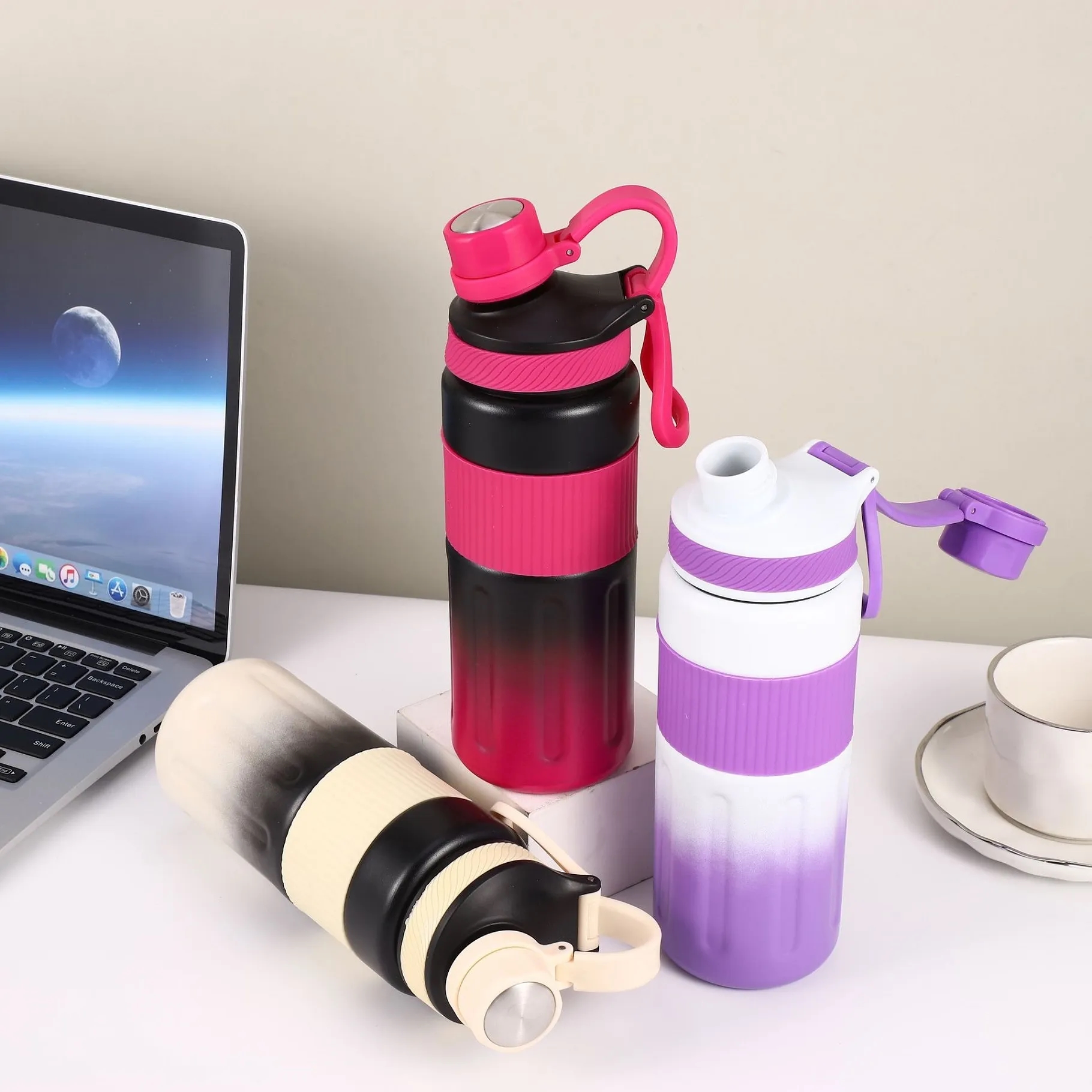 24 Oz. Gradient Color Vacuum Insulated Thermos Water Bottle, custom water bottle with logo imprint 2