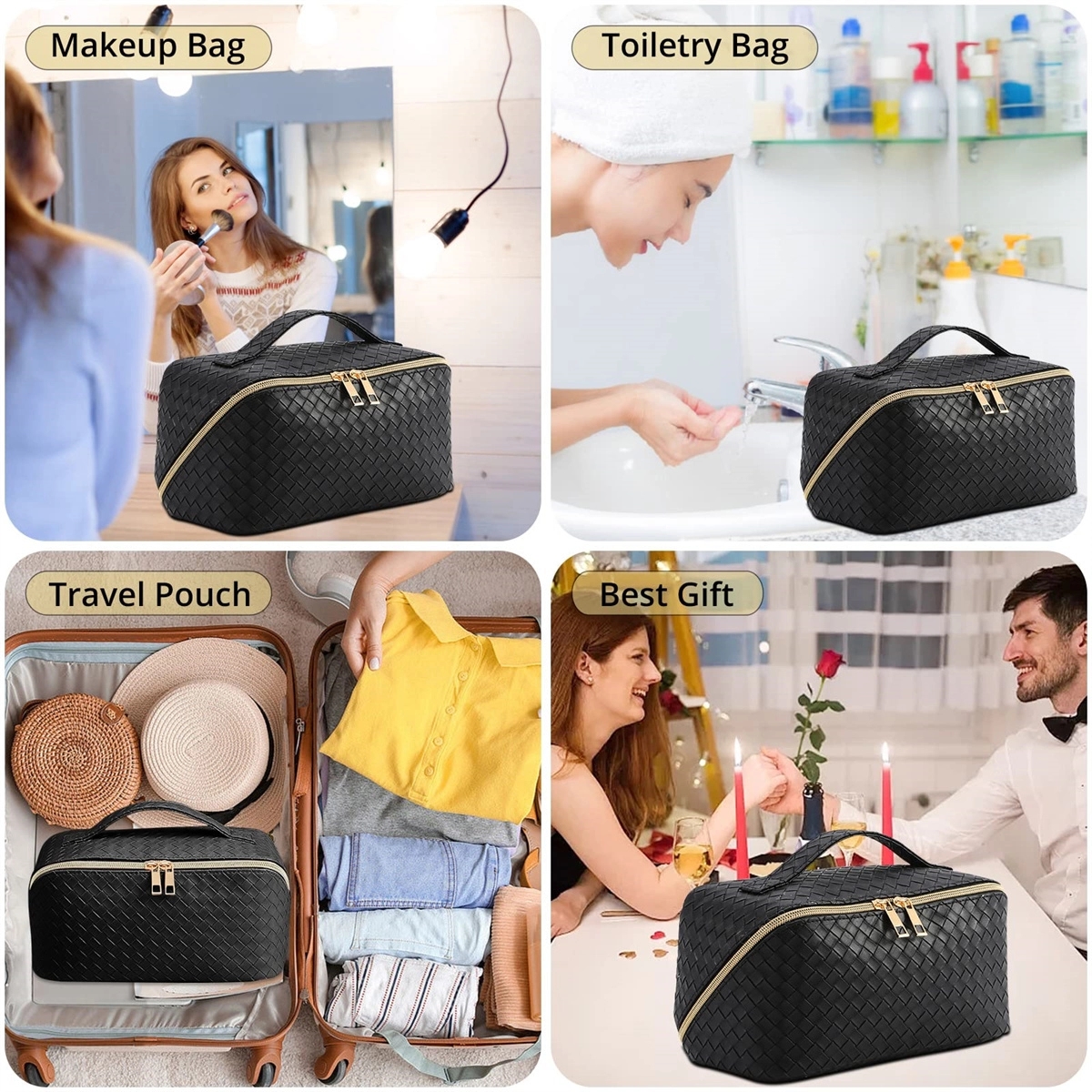 Portable PU Leather Waterproof Cosmetic Bag 7