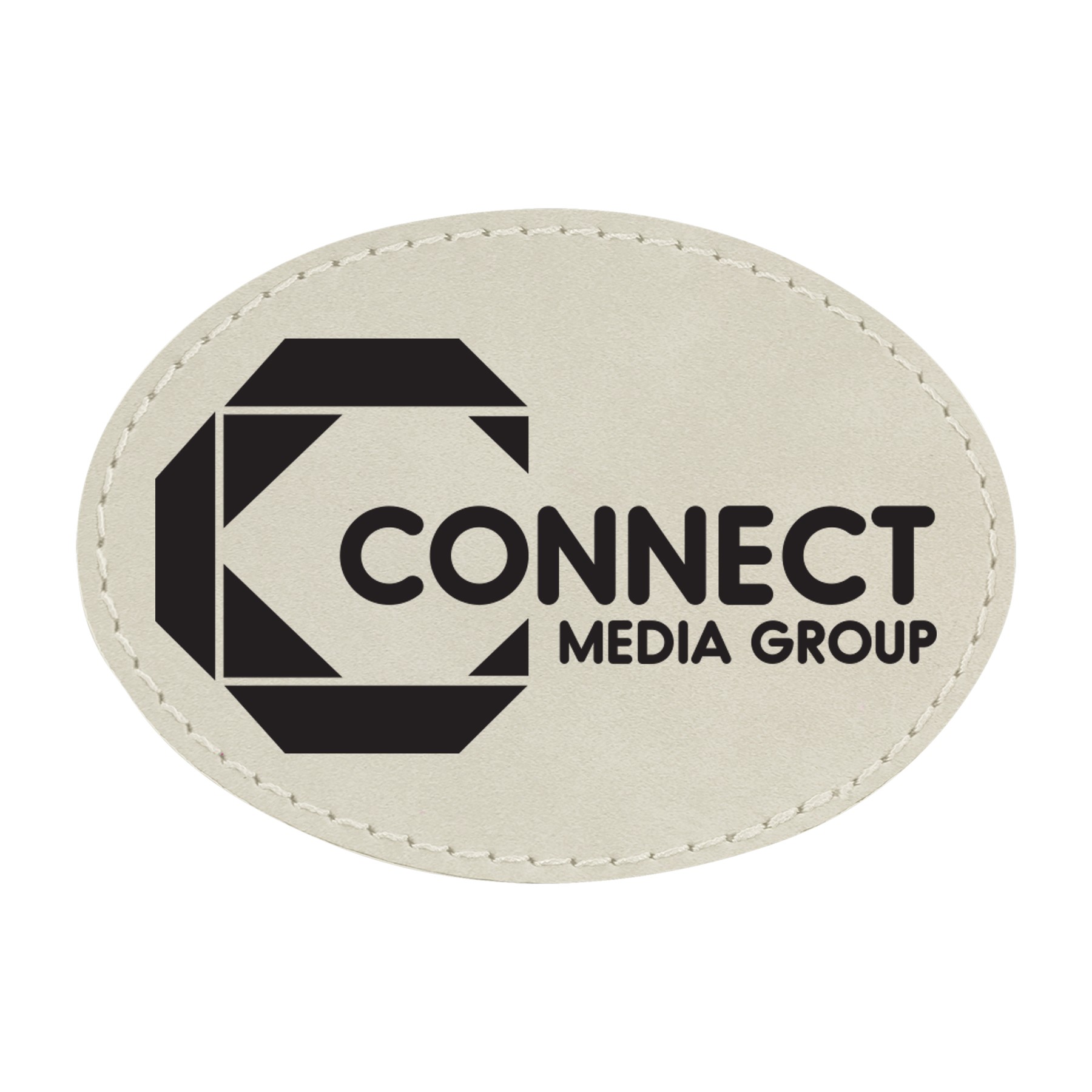 3" x 2" White Leatherette Oval Patch with Adhesive