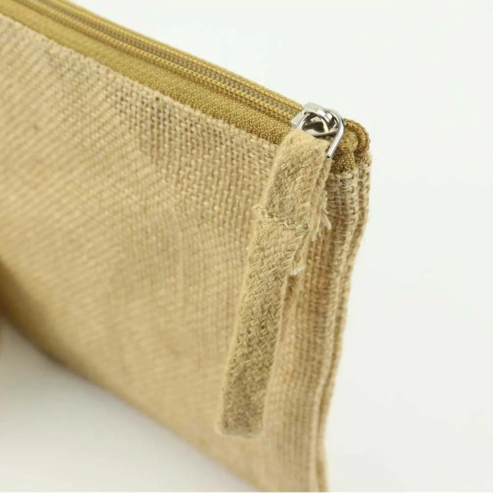 Personalized Natural Jute Zipper Pouch 4