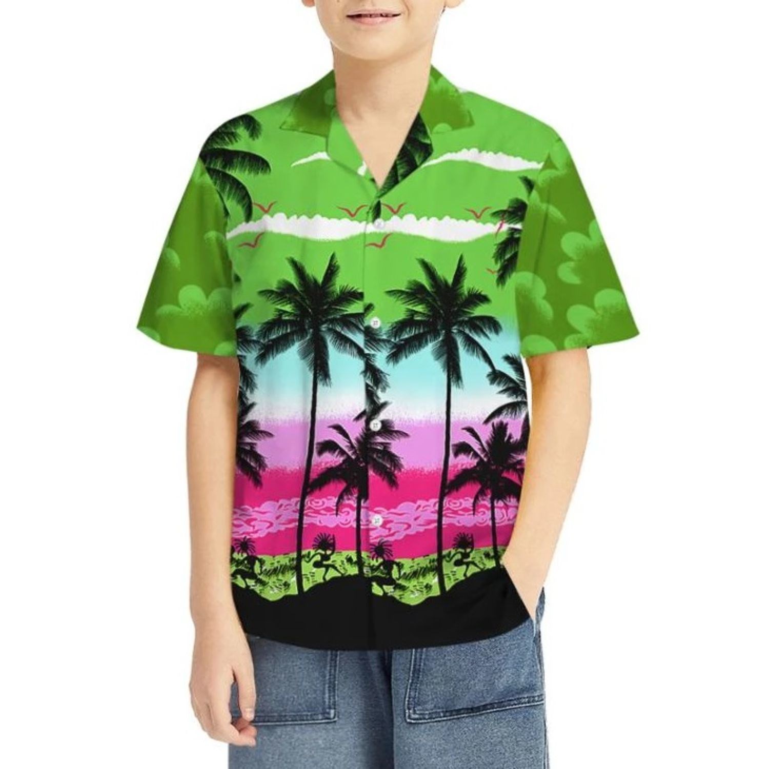 Youth 135G 4-Way Stretch Breathable UV resistant Hawaiian Shirts 1
