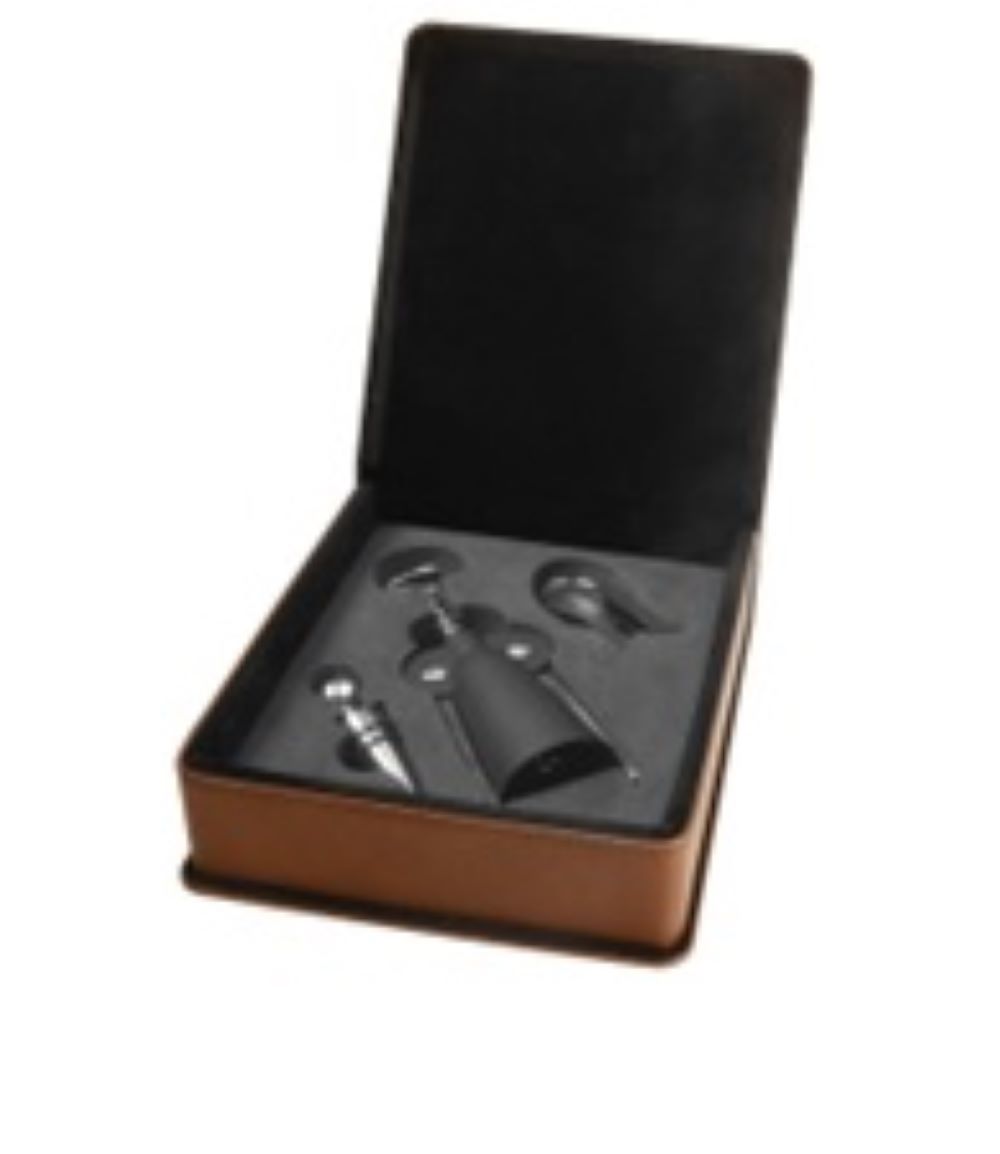 3-pieceLeatherette Wine Tool Set 1
