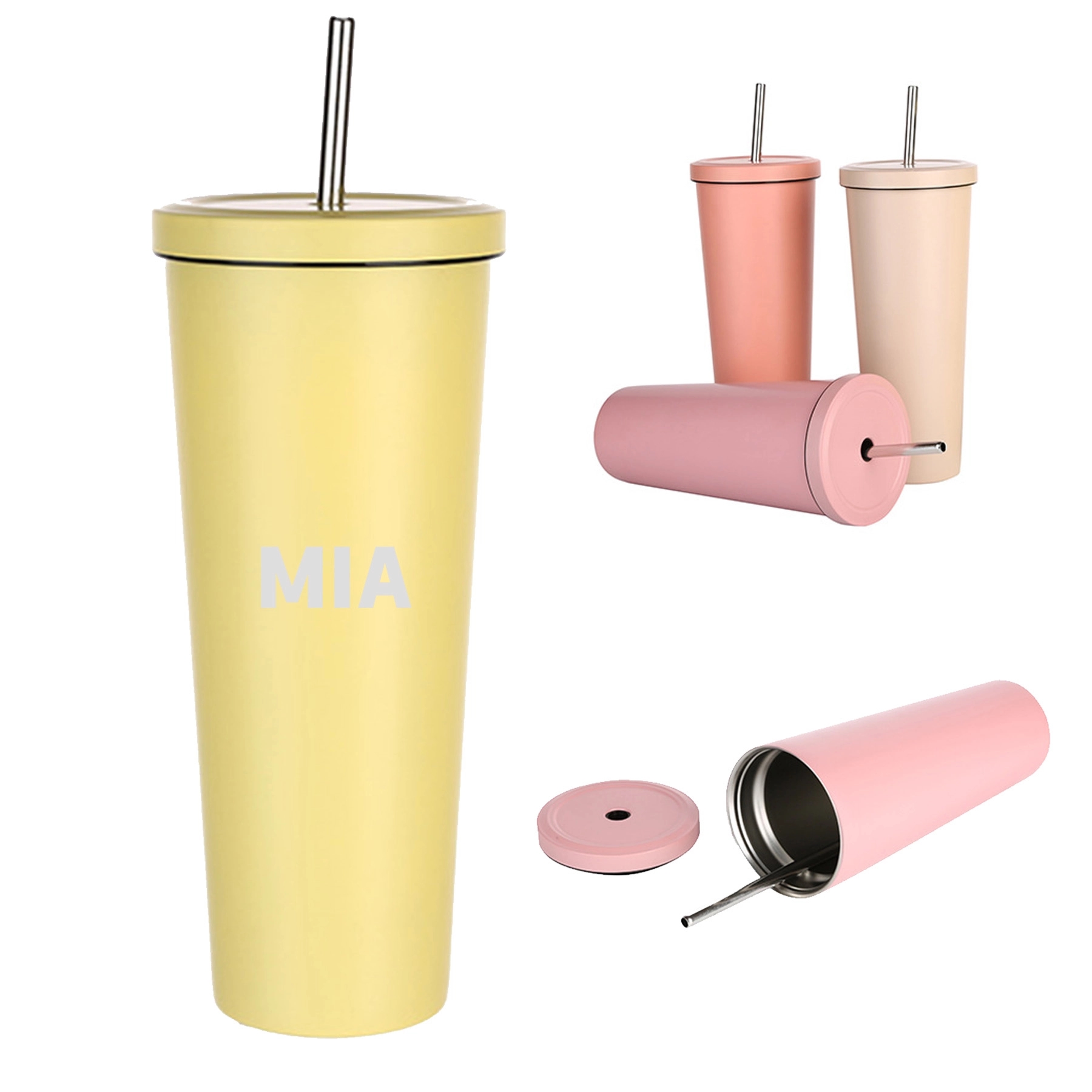 24 Oz Double-Layer Stainless Steel Straw Cup 2