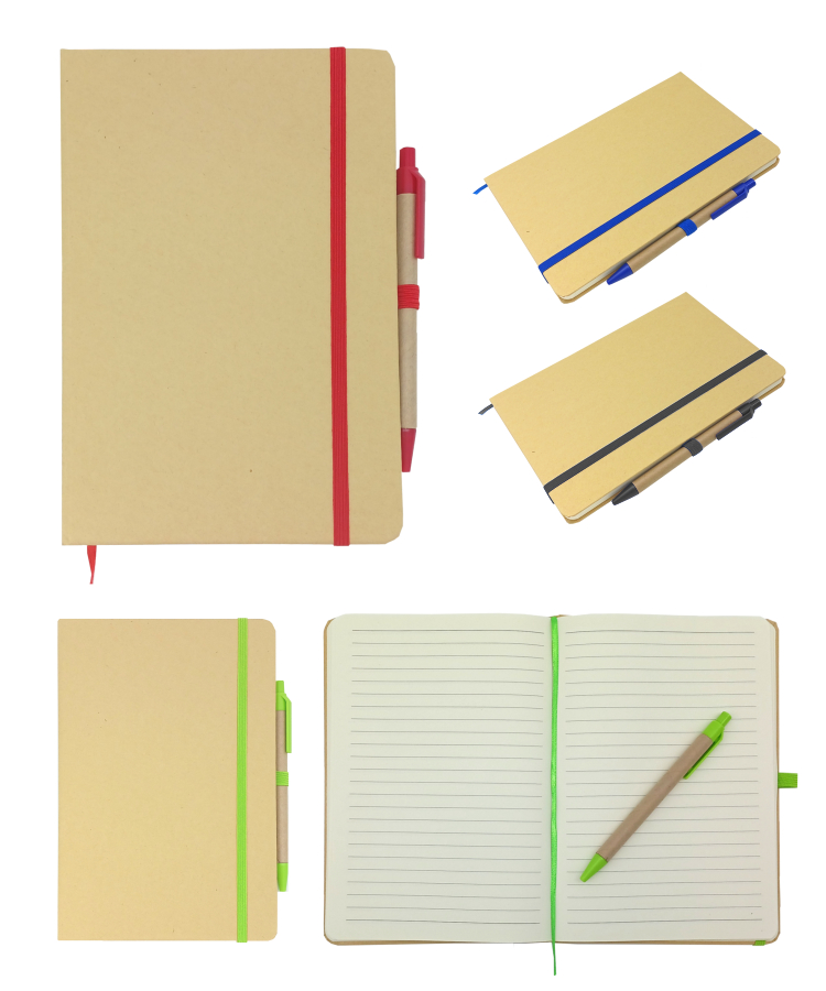 Union Printed - classic style notebook with kraft paper cover and kraft paper ball pen. 1