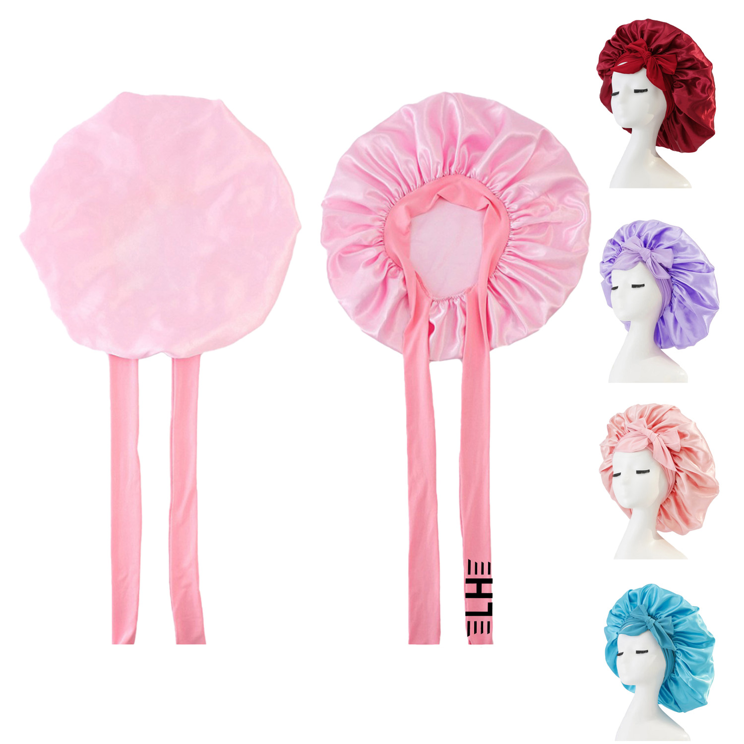 Single Layer Satin Hair Bonnet for Curly Hair Wrap With Tie Band 2