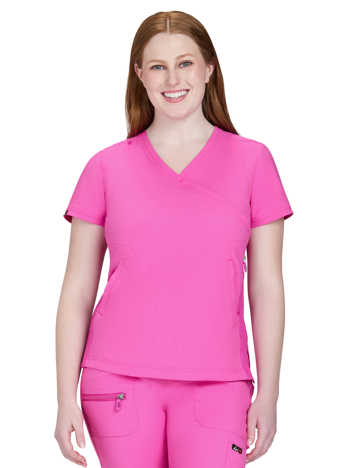 koi - Lite - Women's Three-Pocket Mock-Wrap Philosophy Top 34