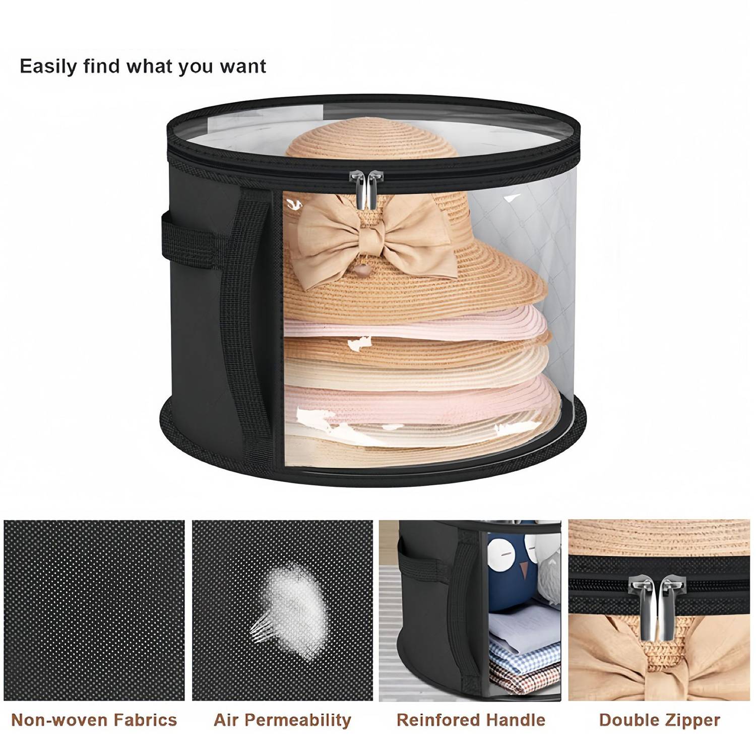 Transparent Foldable Hats Storage Box w/ Handle 6