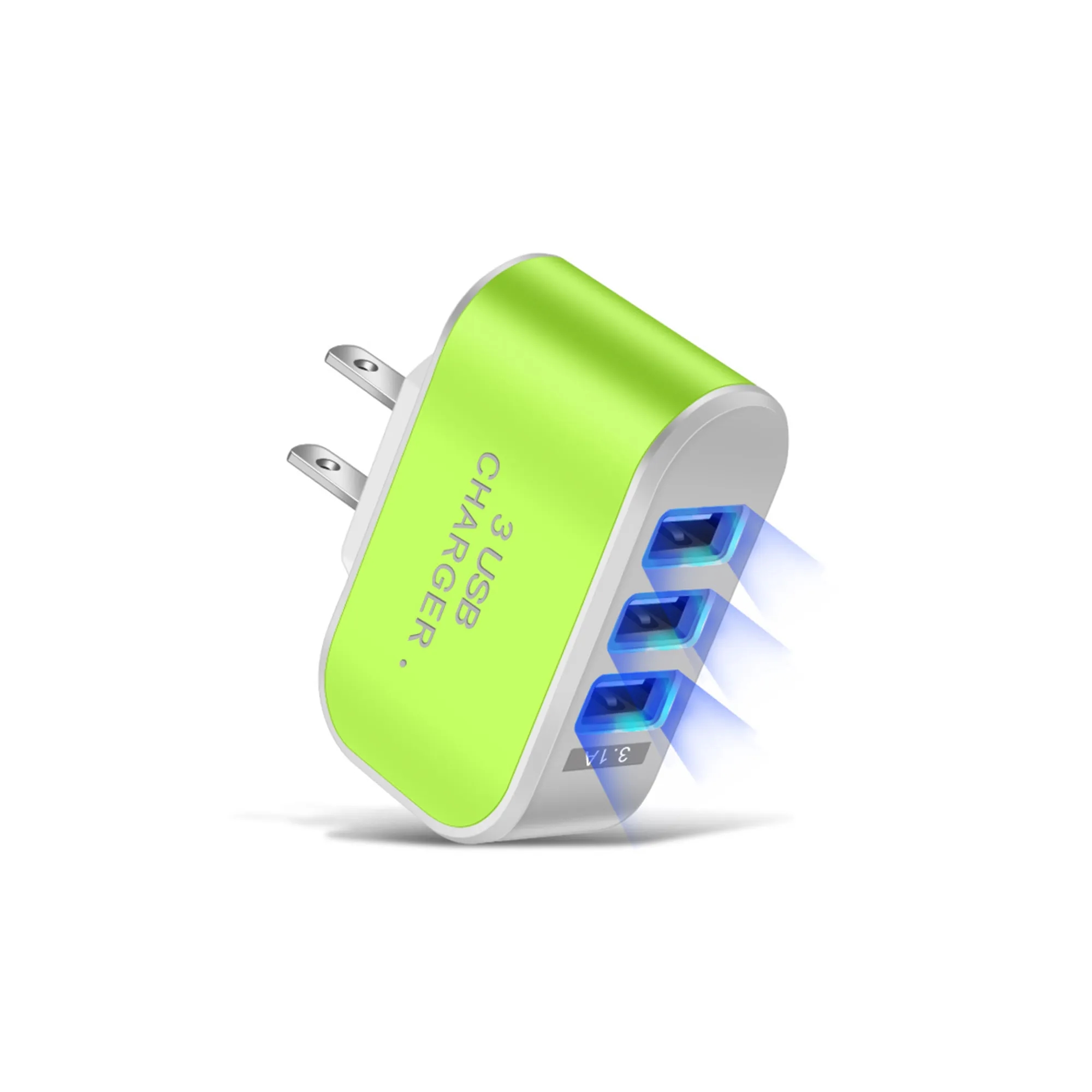 Glow Portable 3 Port USB Charger Cube Plug 2