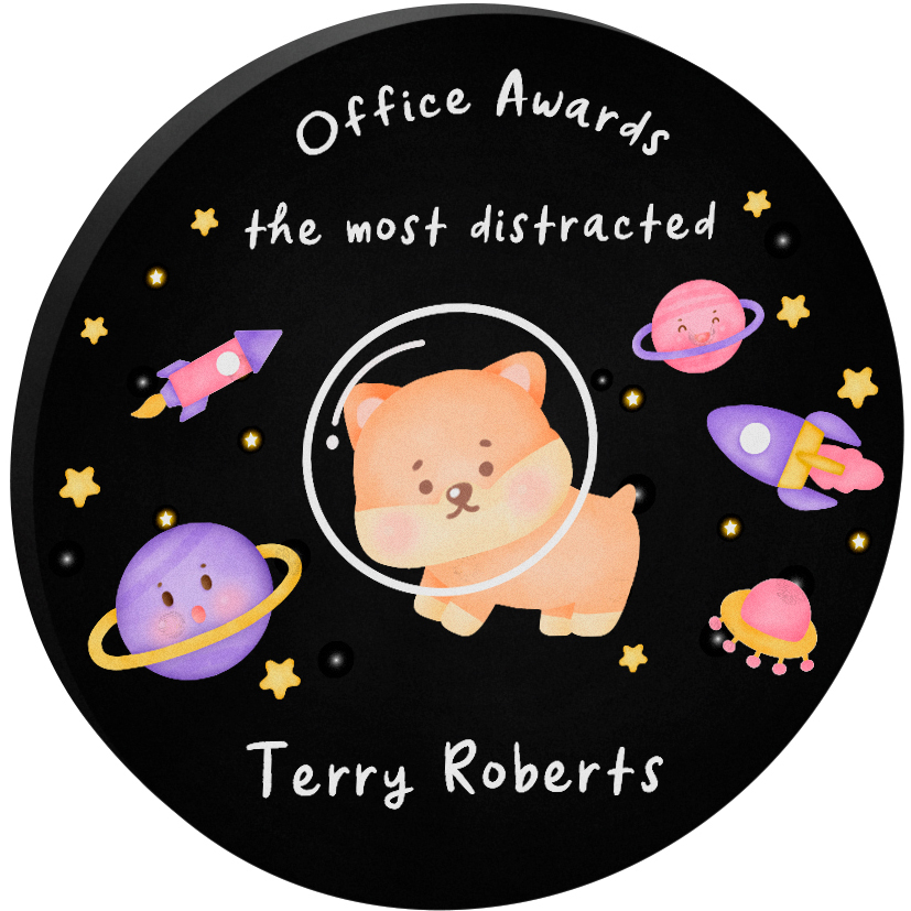 Black Circle Paperweight (4" dia. x 3/8") Screen-printed