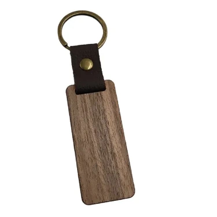 Engraved Wooden & Leather Strap Keychain 3