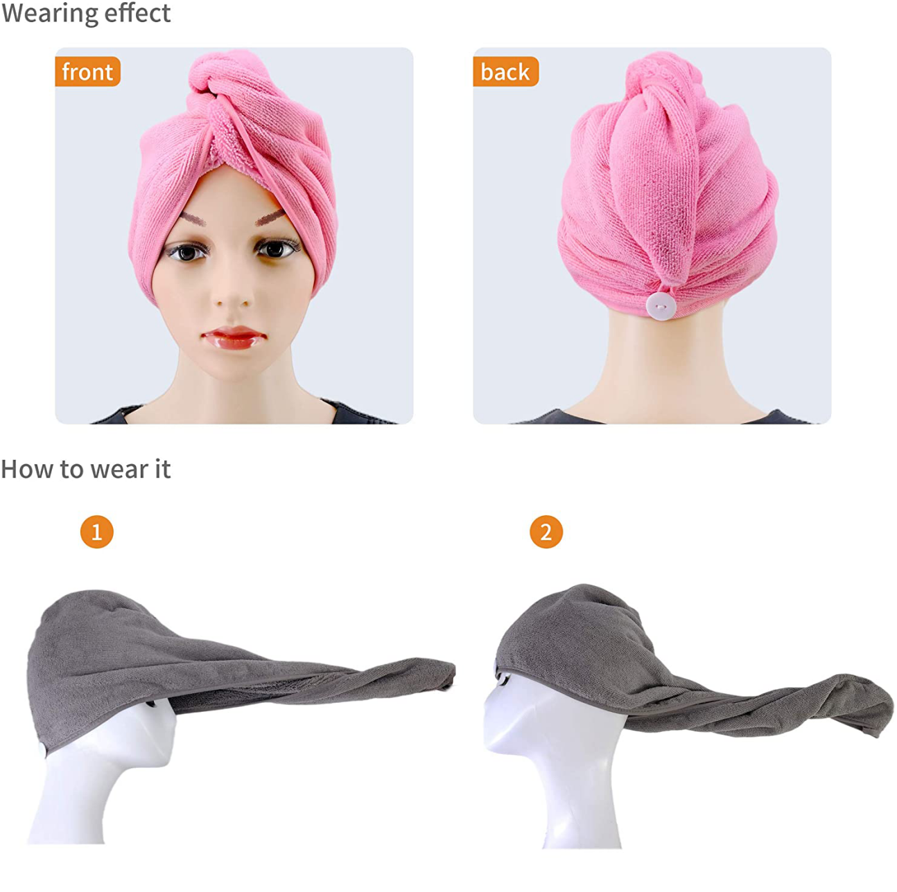 Drying Towel Bath Wrap Cap 4