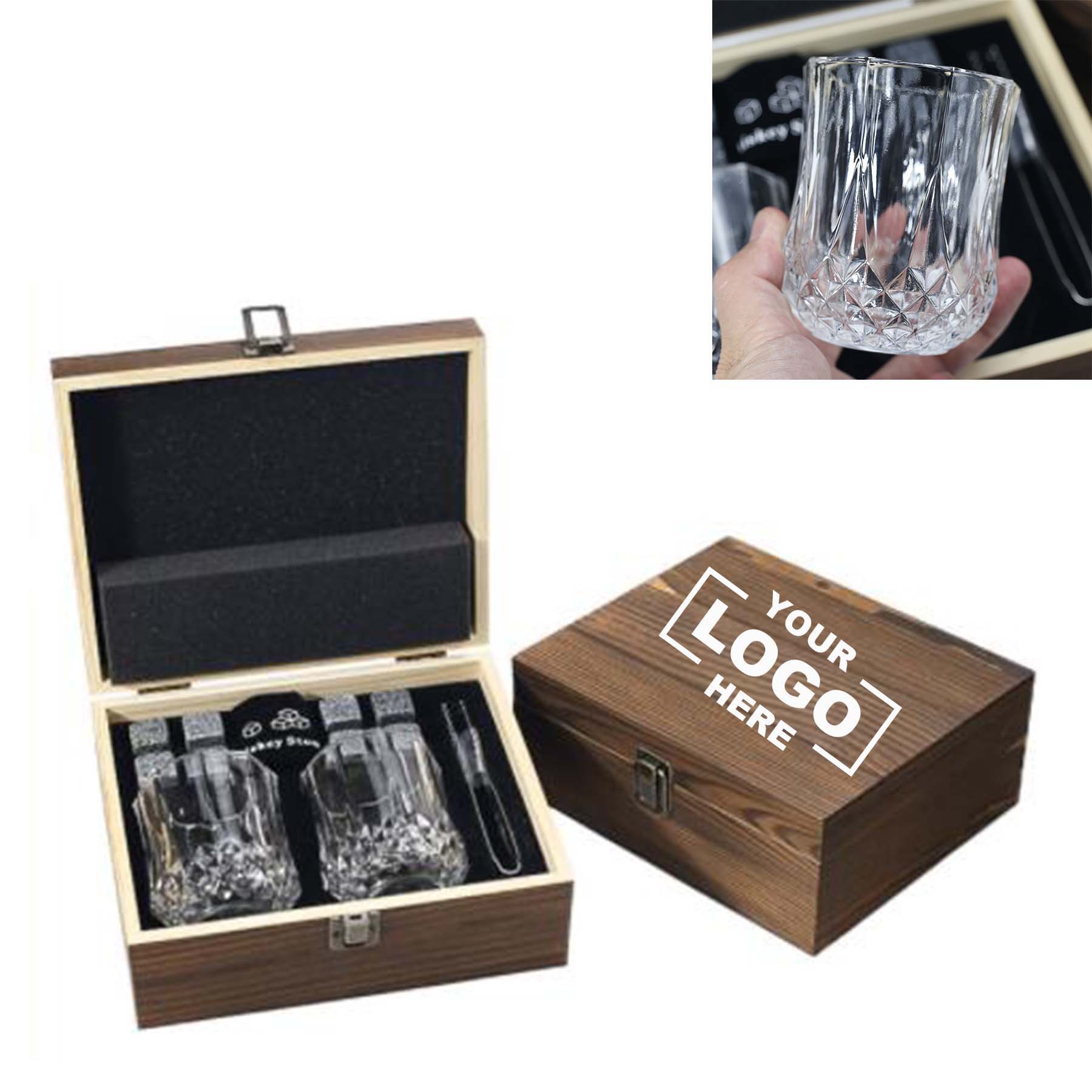 Whiskey Chilling Stones Gift Set with Wooden Box 2