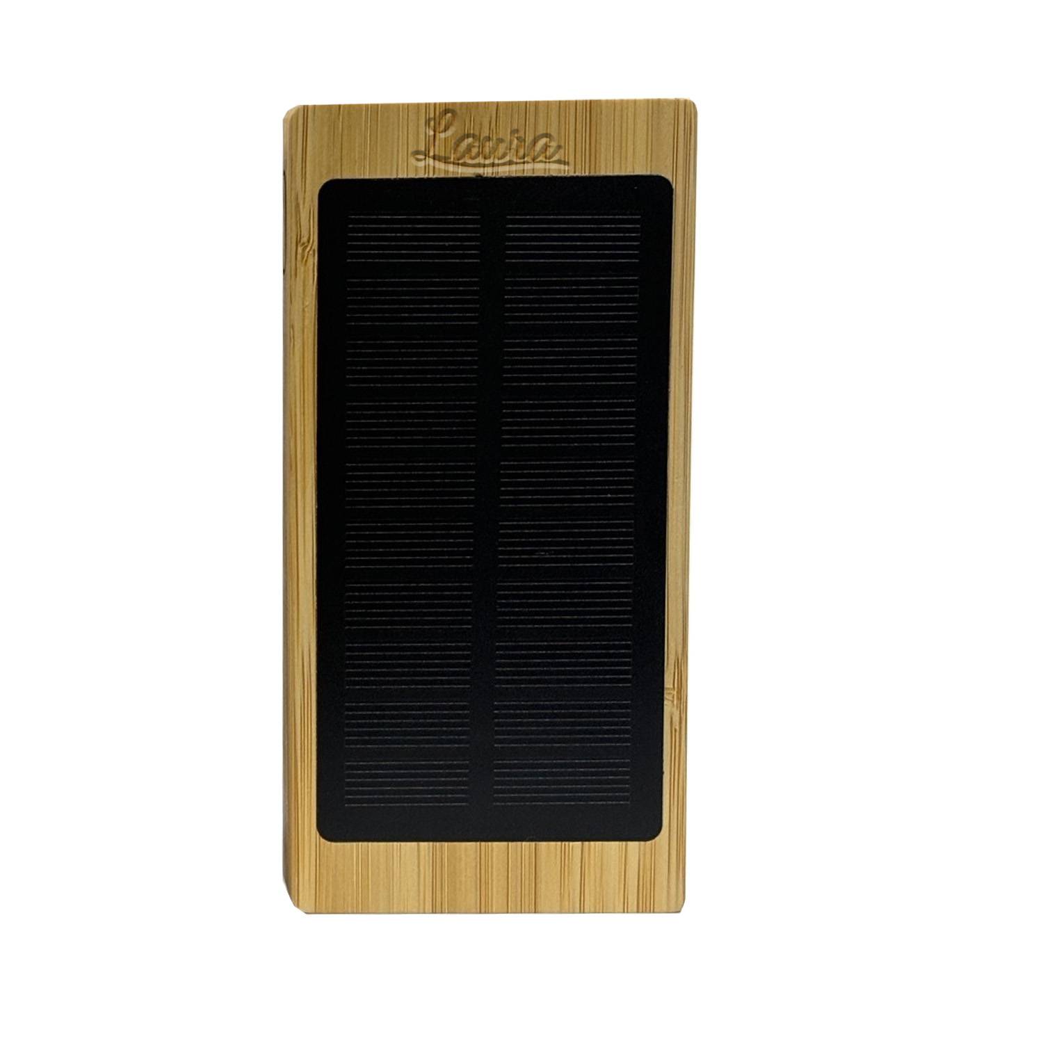 Custom Solar Bamboo Power Bank w/ Glowing Logo