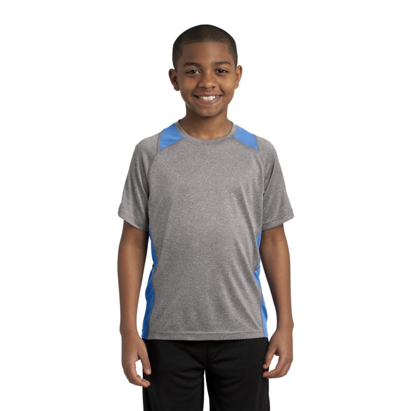 Sport-Tek Youth Heather Colorblock Contender Tee. 27