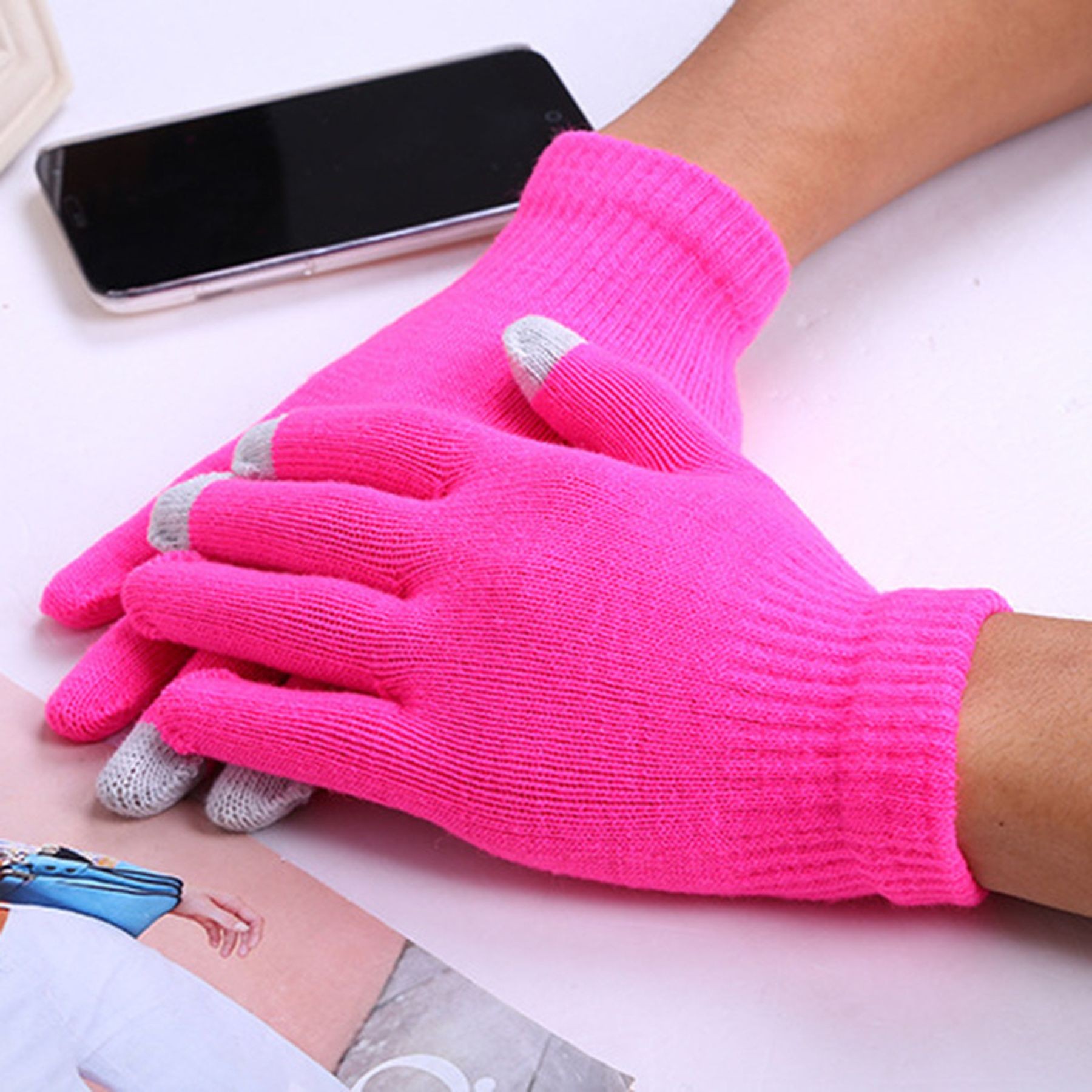Unisex Knitted Touchscreen Gloves Stretch Texting Mittens 11