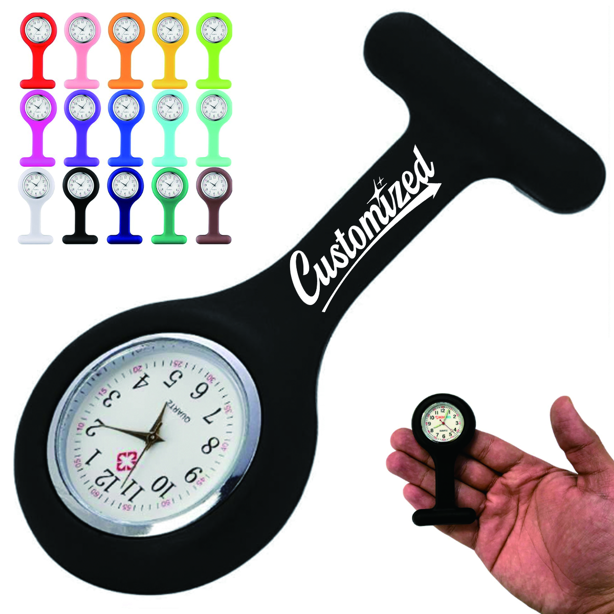Silicone Nurse Fob Watch with Safety Pin Clip 7