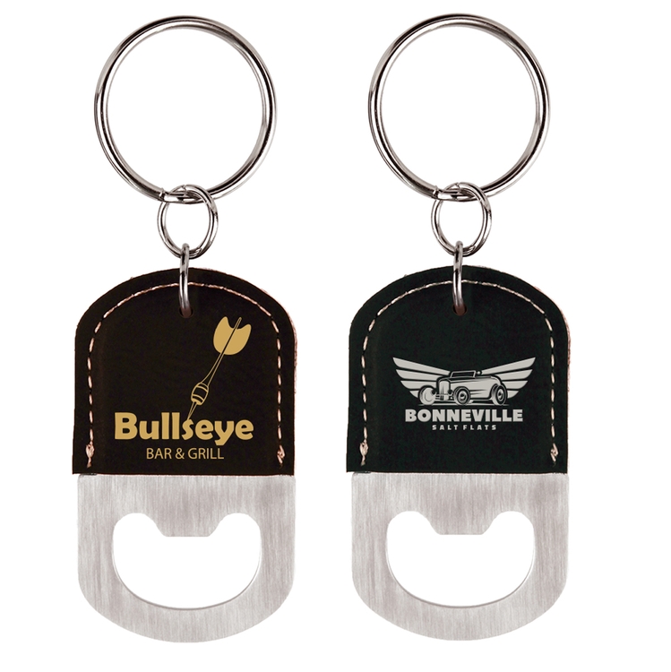 Sleek Round-Top Leatherette Bottle Opener Keychain 3