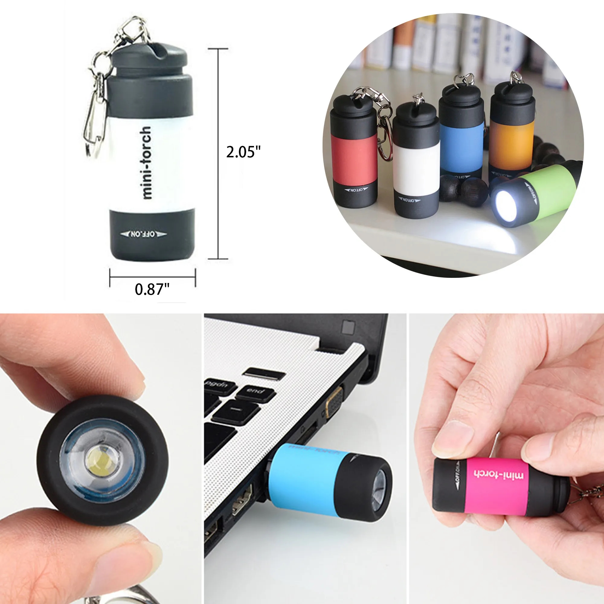 Mini USB Rechargeable Flashlight With Keychain 3