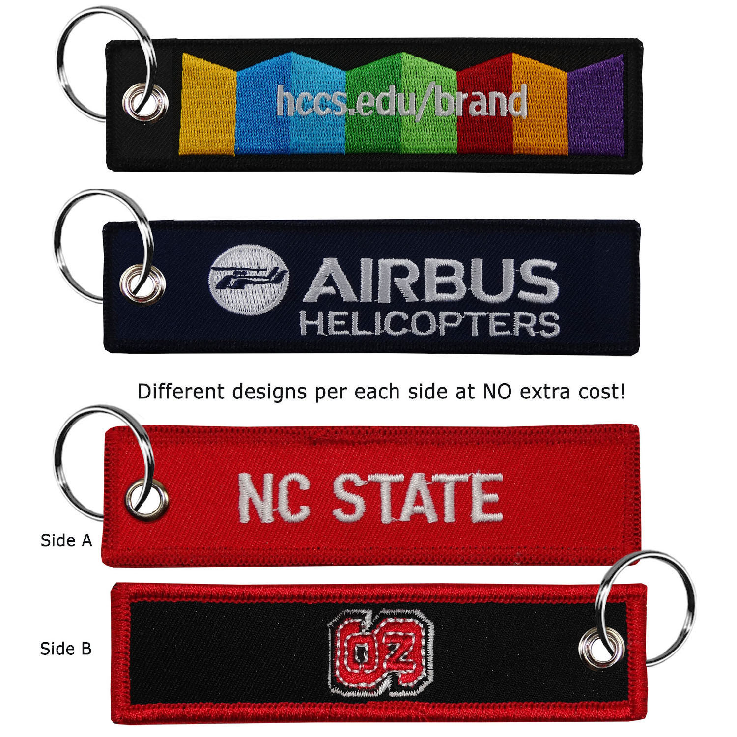 1” x 4” Two Sided Embroidered Medium Size Key Ring