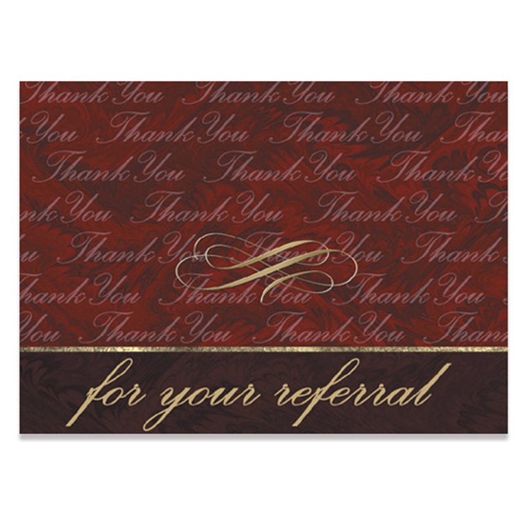 Burgundy Marble Referral Thank You Card 2