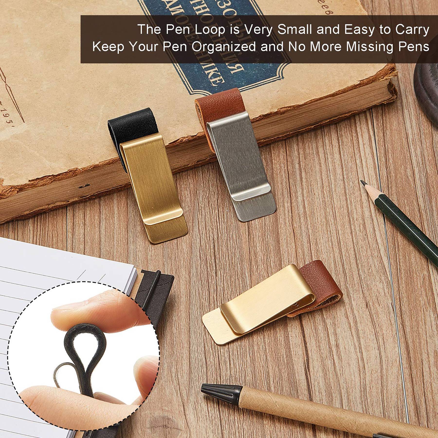 Retro PU Leather Pen Clip for Notebook Planner 7