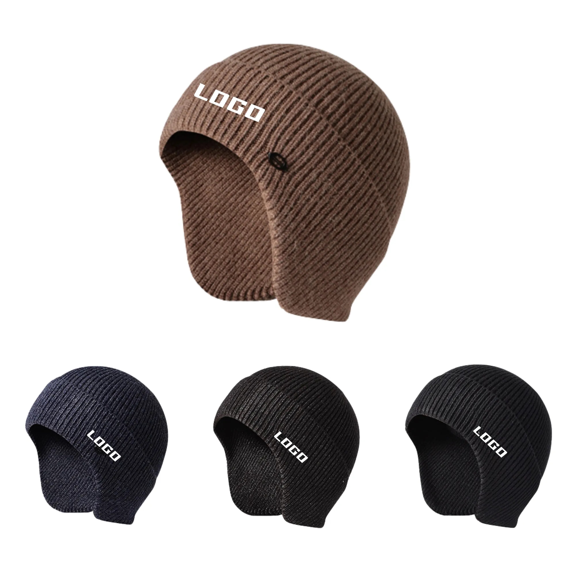Knit Hat With Earflaps Winter Outdoor Cycling Skiing 2