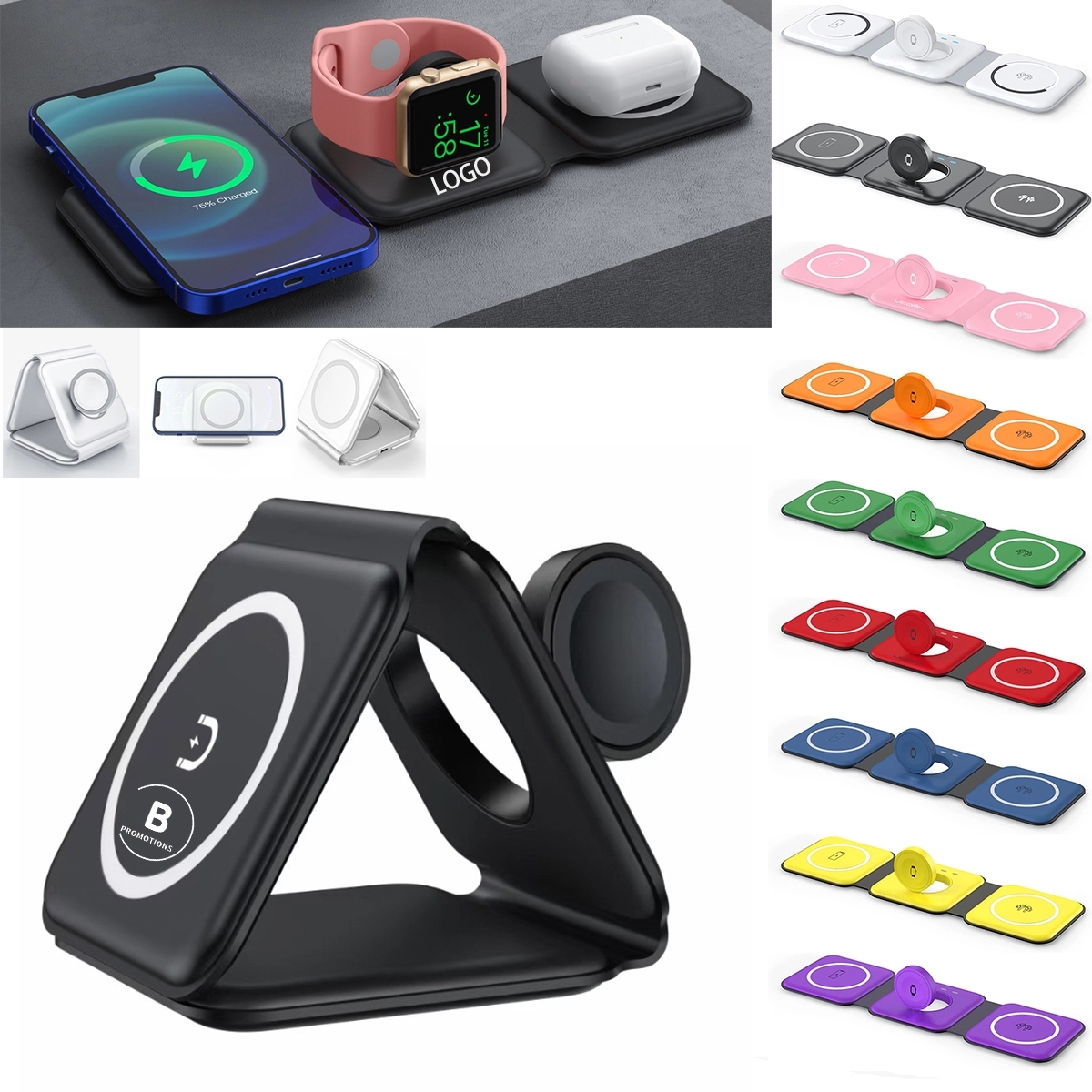 Foldable 3 in 1 Fast Wireless Charging Station 2