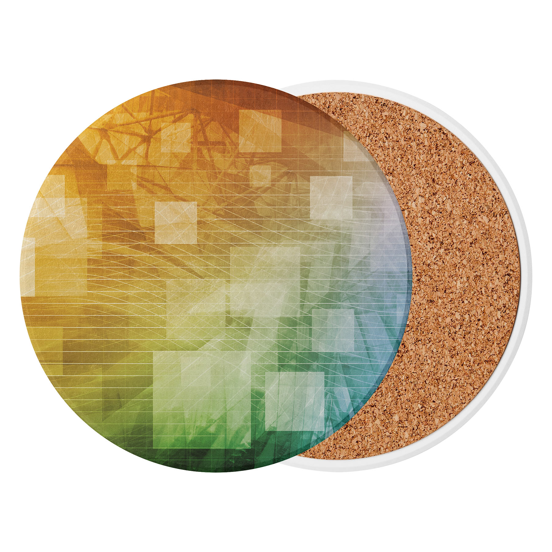3.5'' Circular Ceramics Coaster With Cork Base 5