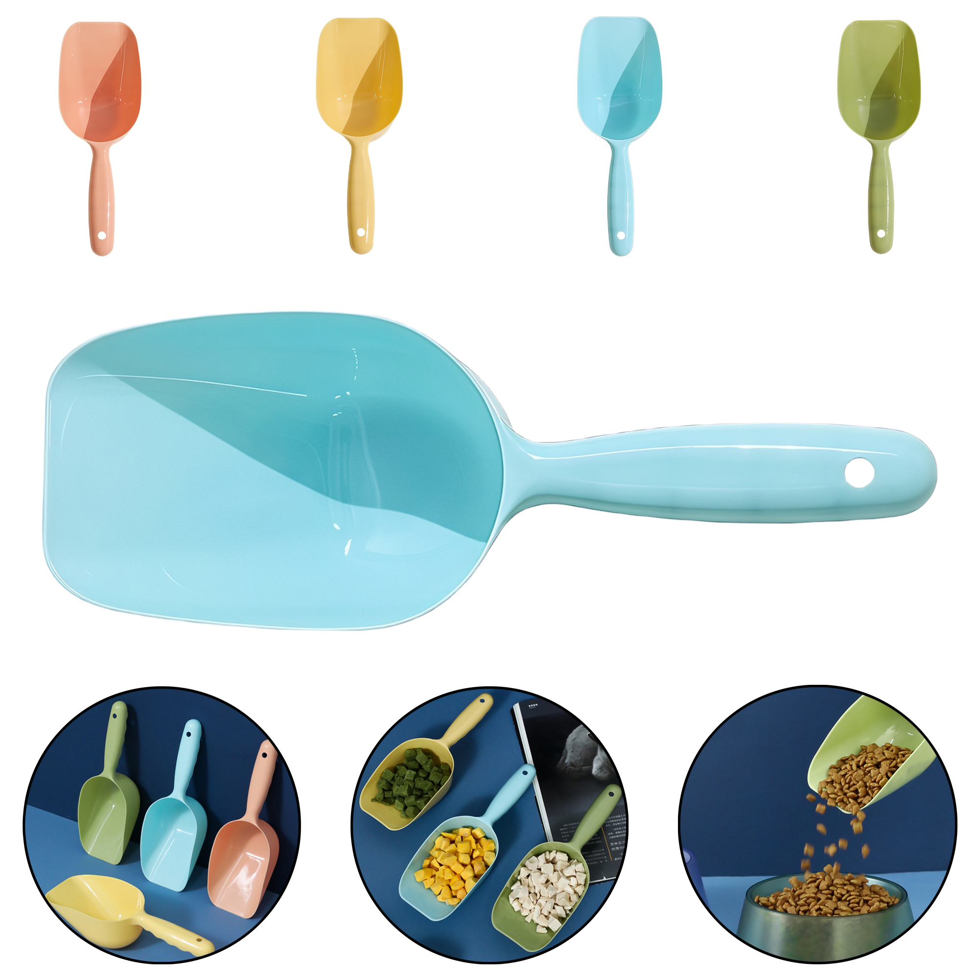 Large Capacity Solid Single Color Pet Food Scoop with Measurement Marks for Dog Cat Feeding 6