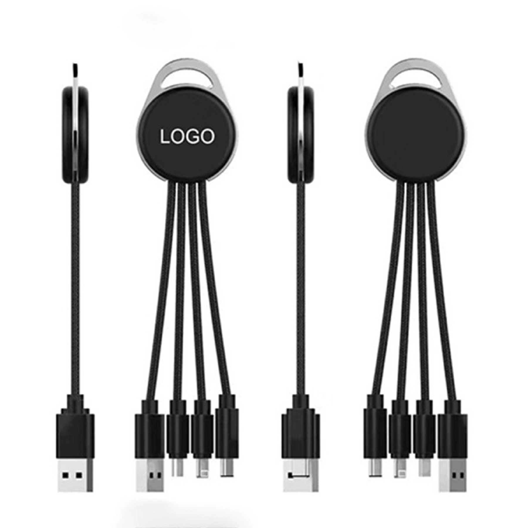 3 in 1 Nylon Charger Cable with LED Logo 3