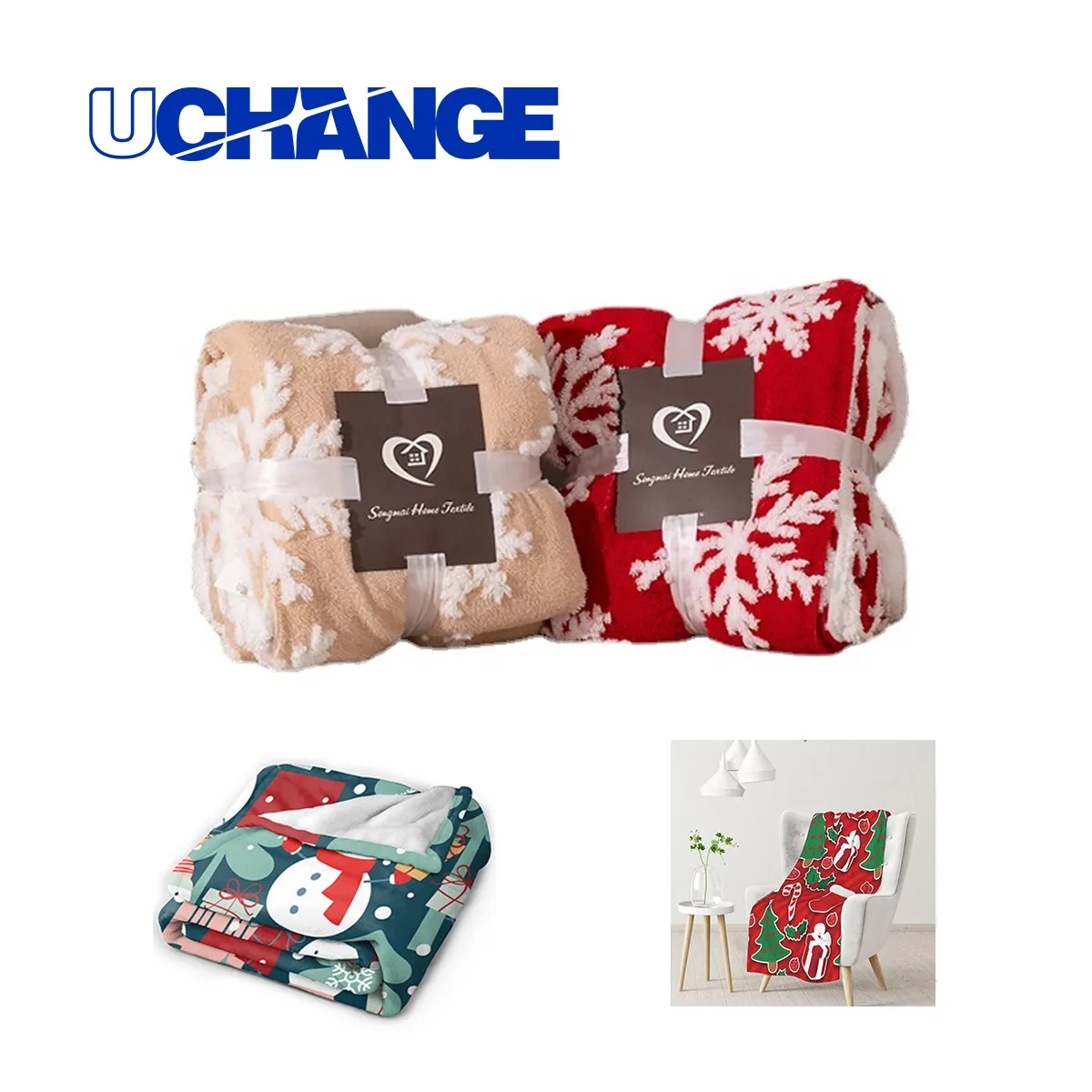 Double-Layer Sherpa Fleece Holiday Throw Blanket 7