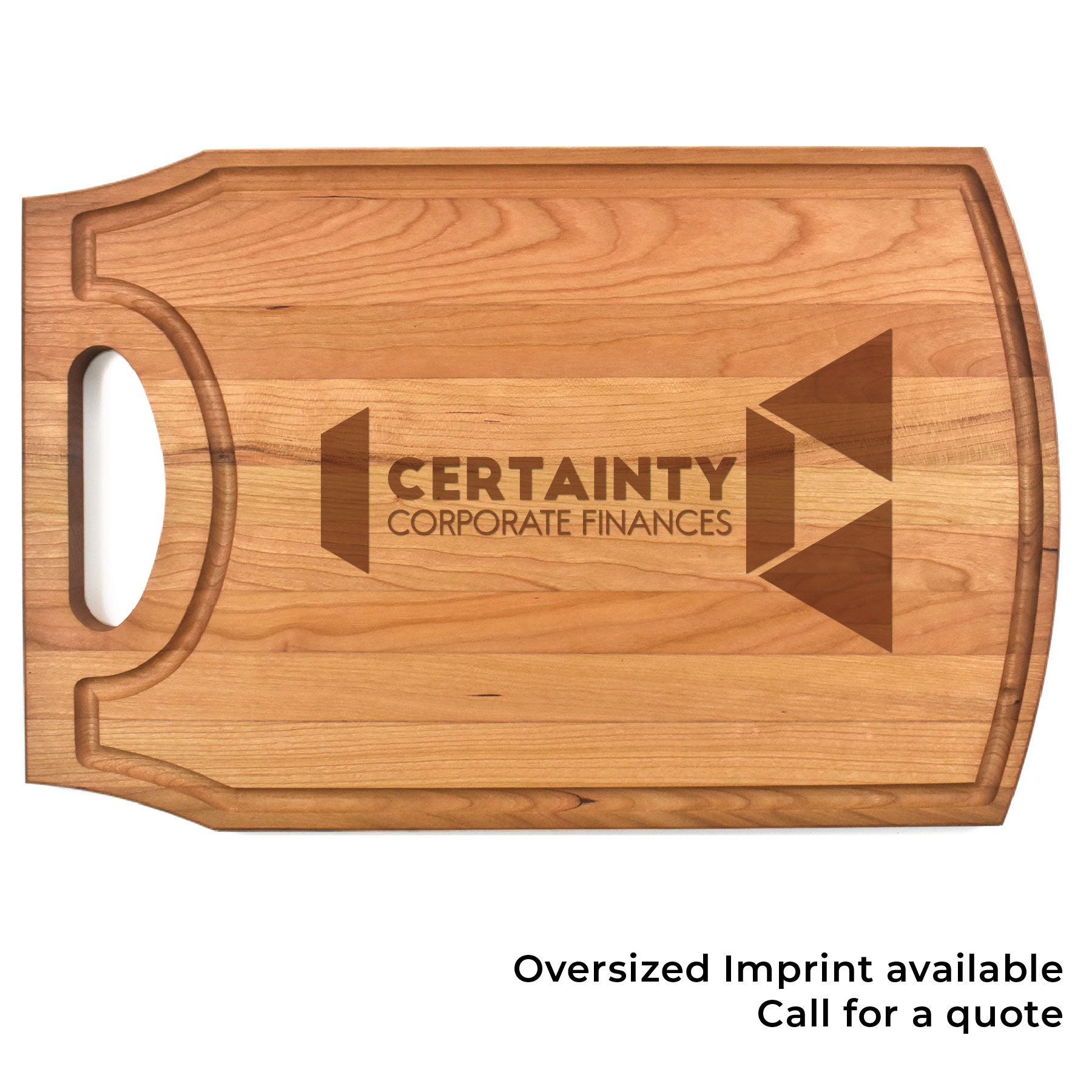 10 1/2" x 16" x 3/4" Cherry Cutting Board with Handle & Juice Groove 2