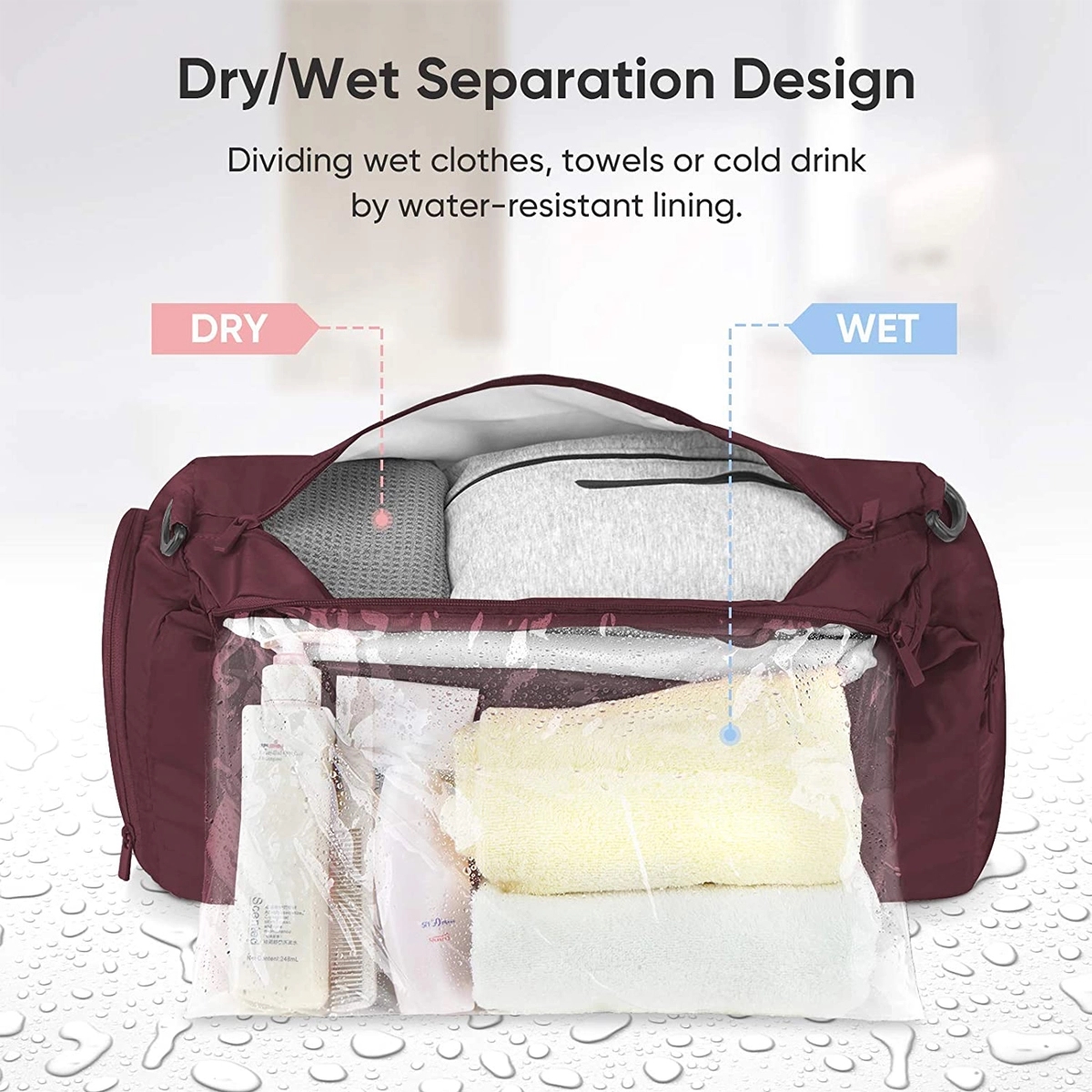 Waterproof Gymbag With Shoe And Wet Clothes Compartments 3