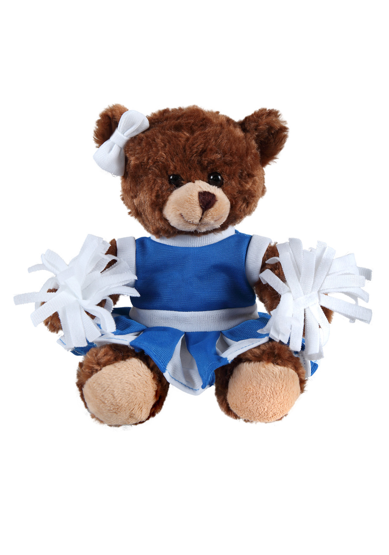soft plush  Chocolate Curly Sitting Bear with cheerleader outfit 4