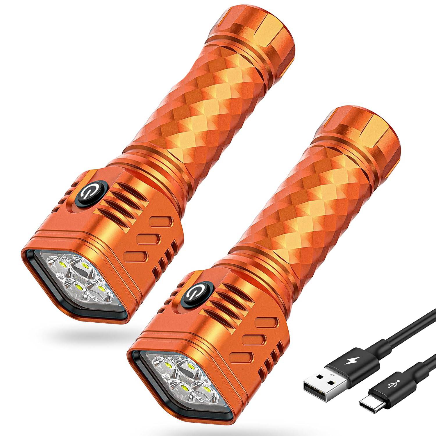 USB Rechargeable Aluminum Flashlight - 3 Modes & Safe 2