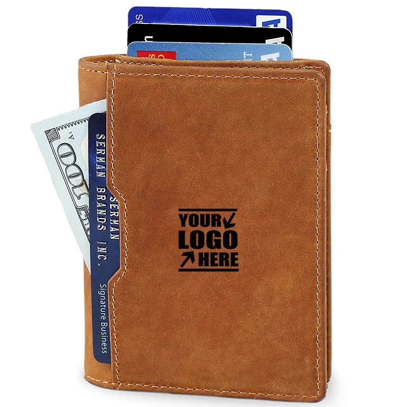 Front Pocket Minimalist Leather Slim Wallet RFID Blocking 7