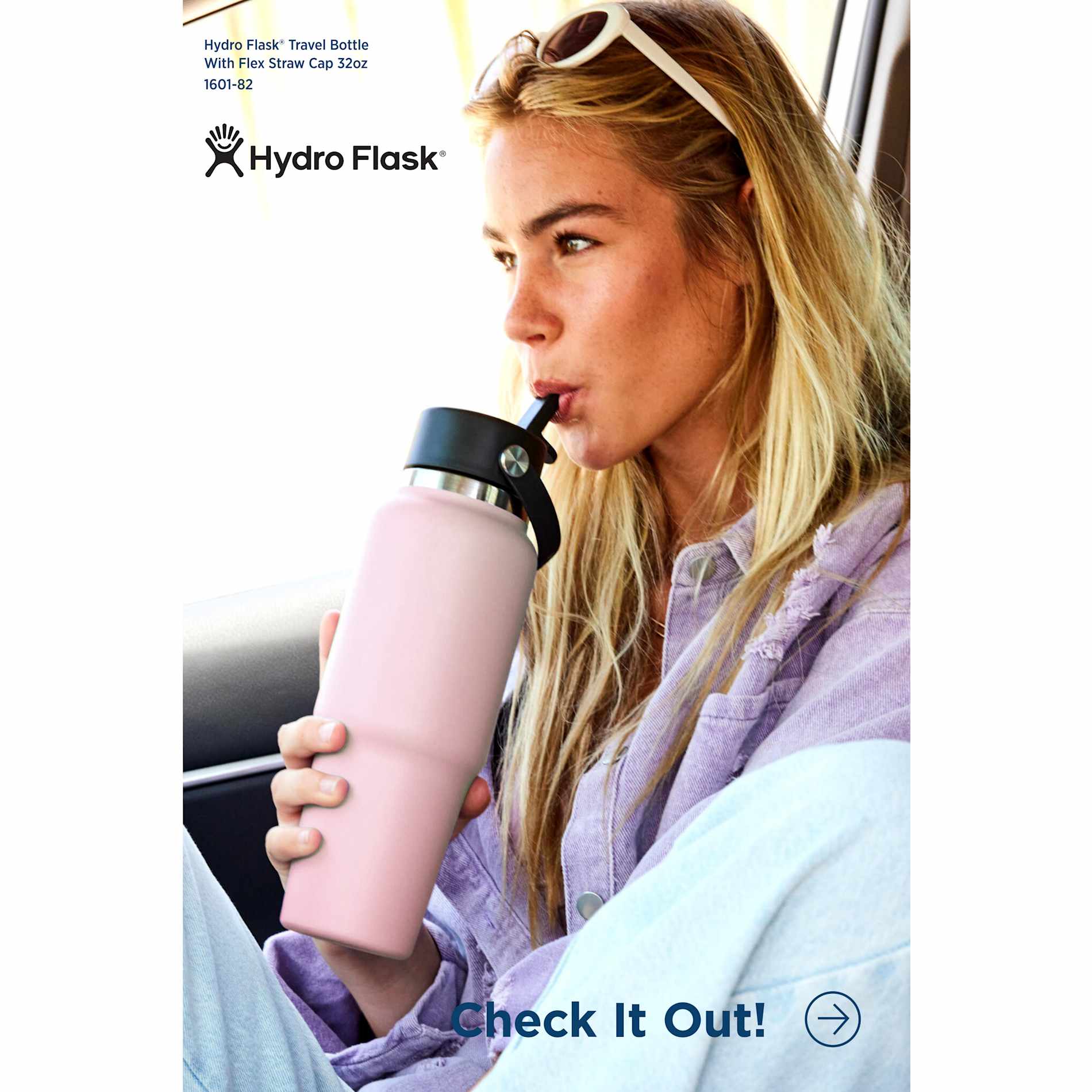 Travel Bottle w/ Flex Straw Cap 32oz