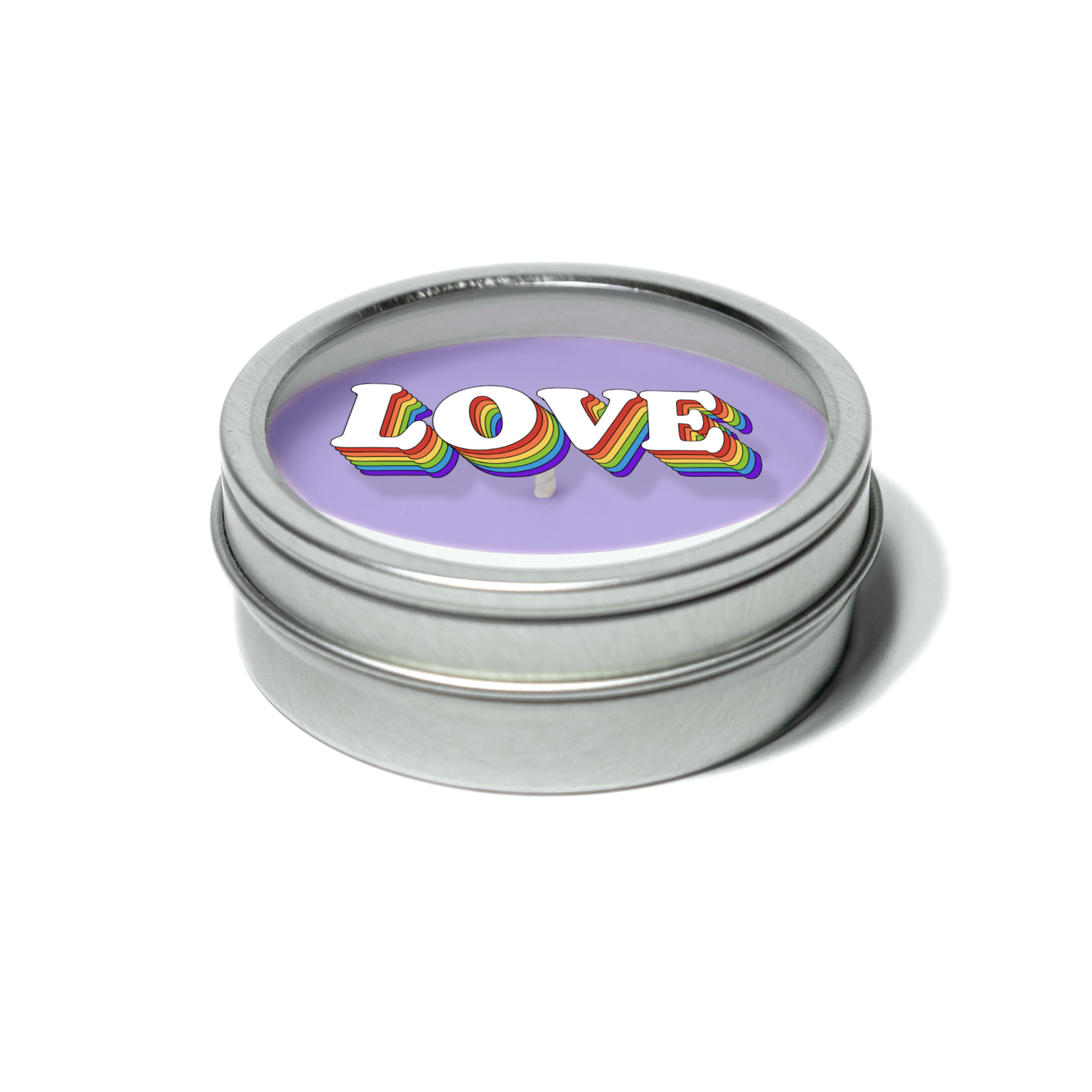 2 oz Mini Tin Travel Candle Silver/Clear Lid with 4-C Imprint