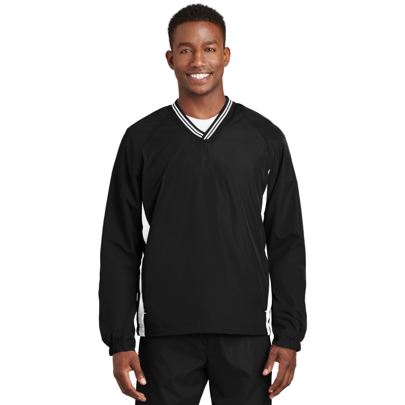 Sport-Tek Tipped V-Neck Raglan Wind Shirt. 5