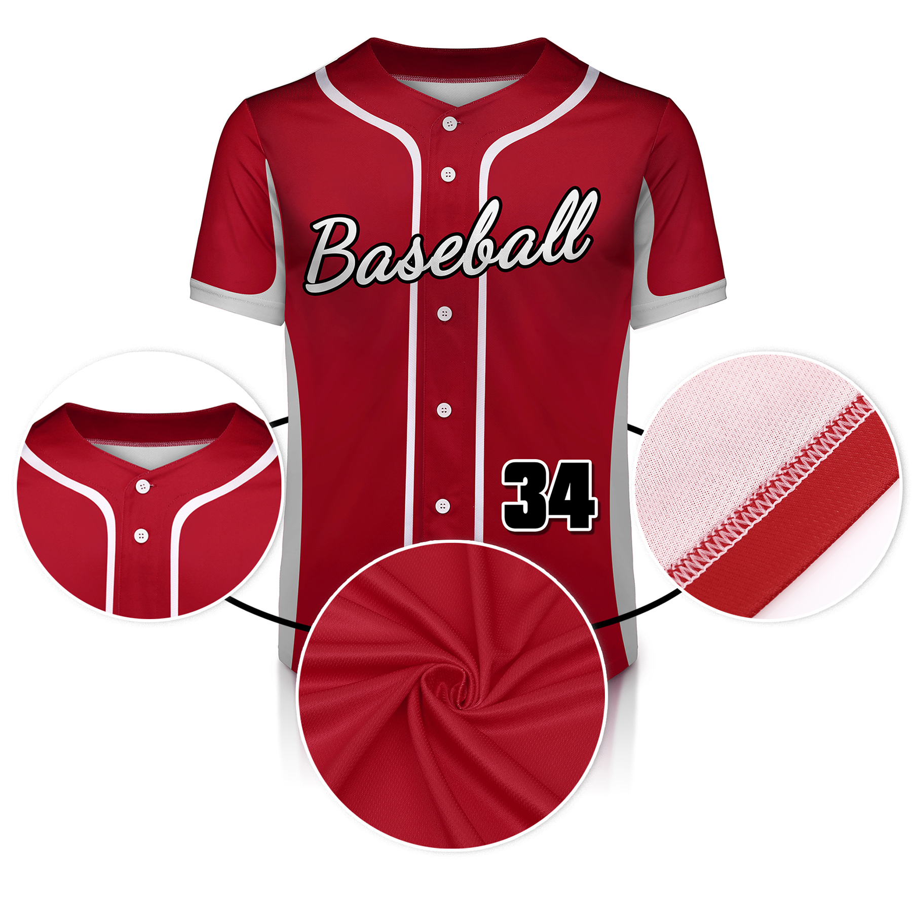 Custom Full-Button Baseball Jersey (Full Color Dye Sublimated) 15