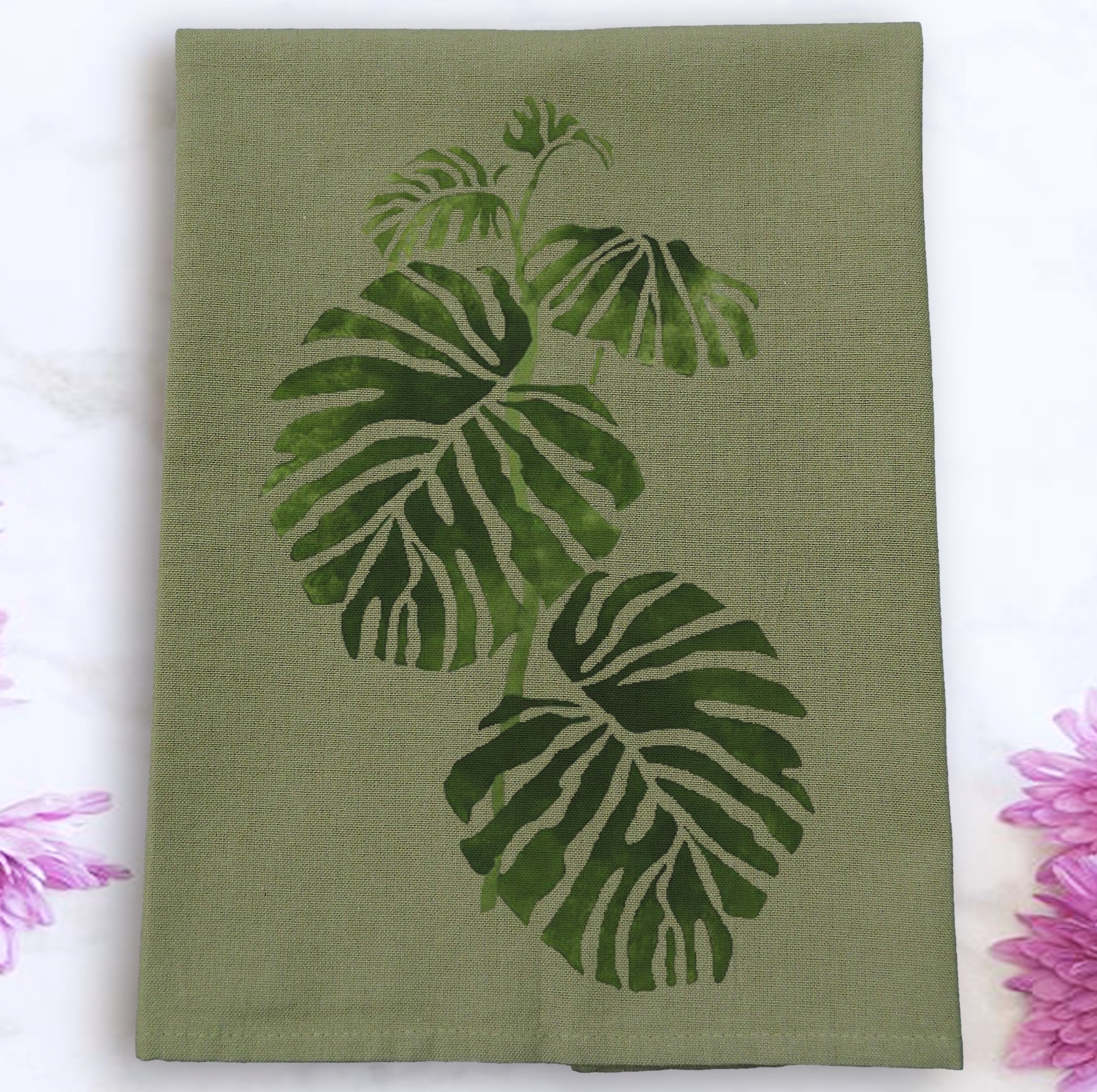 Sage Solid Plain Weave Kitchen Towel with Custom Print 7