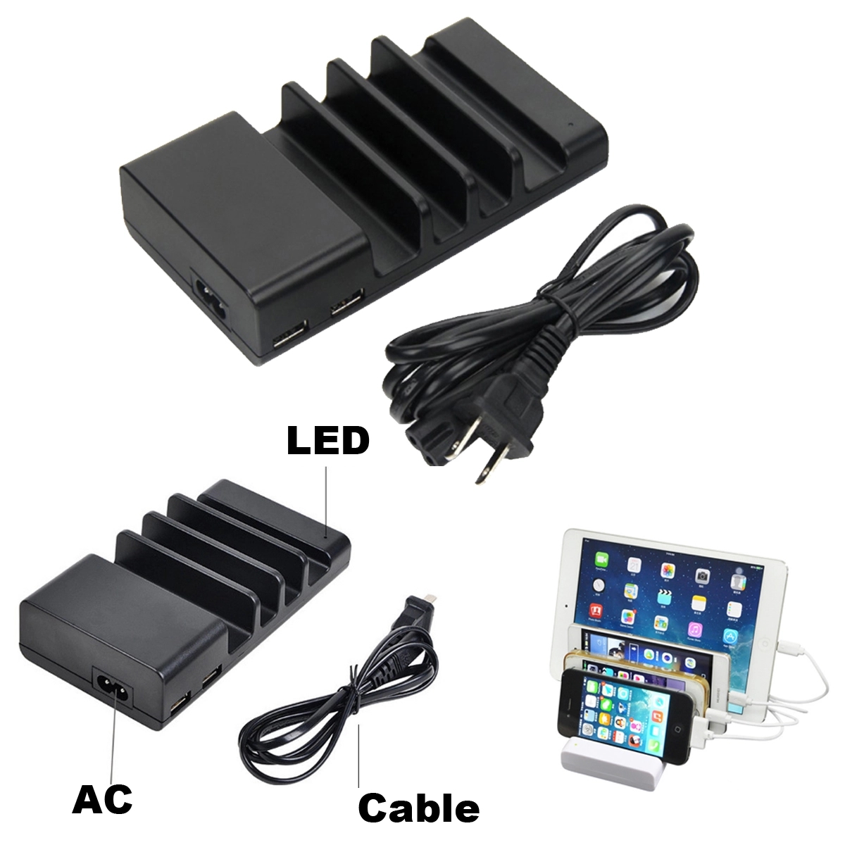 USB Hub 4 Ports Charging Station Phone Stand 4